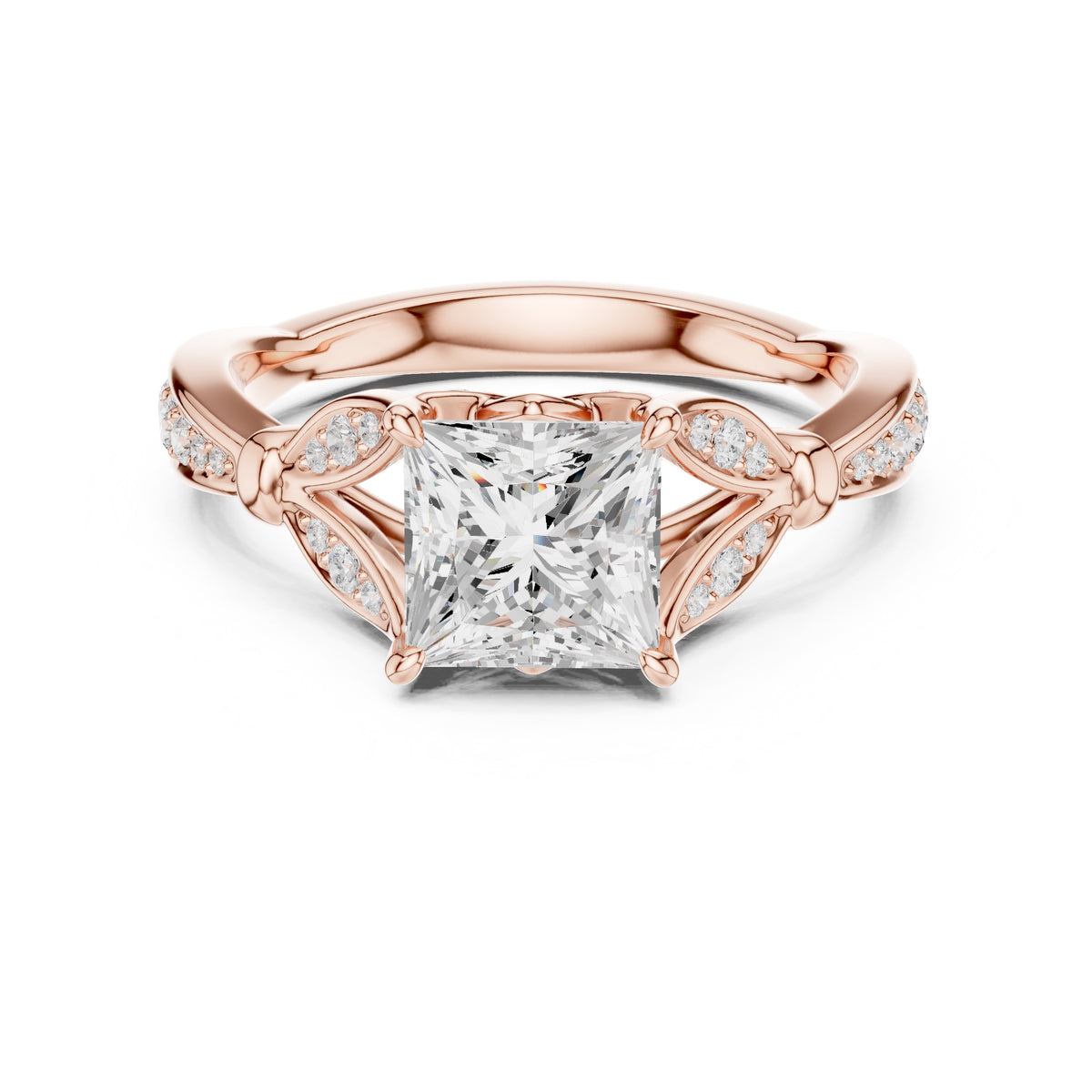1.50 ct Enchanted Vine Heart Engagement Ring 1.5ct Rose Gold Princess