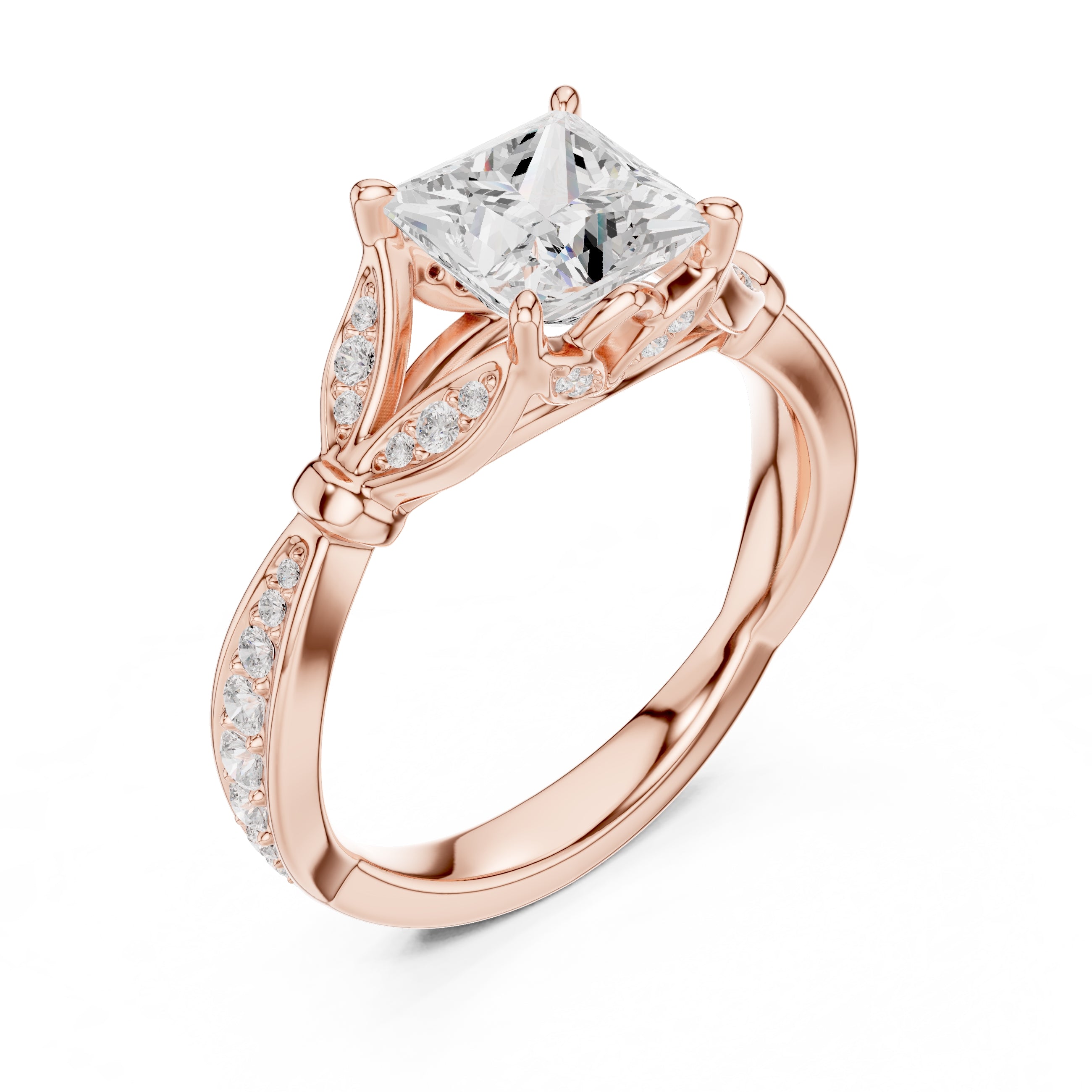 1.50 ct Enchanted Vine Heart Engagement Ring 1.5ct Rose Gold Princess