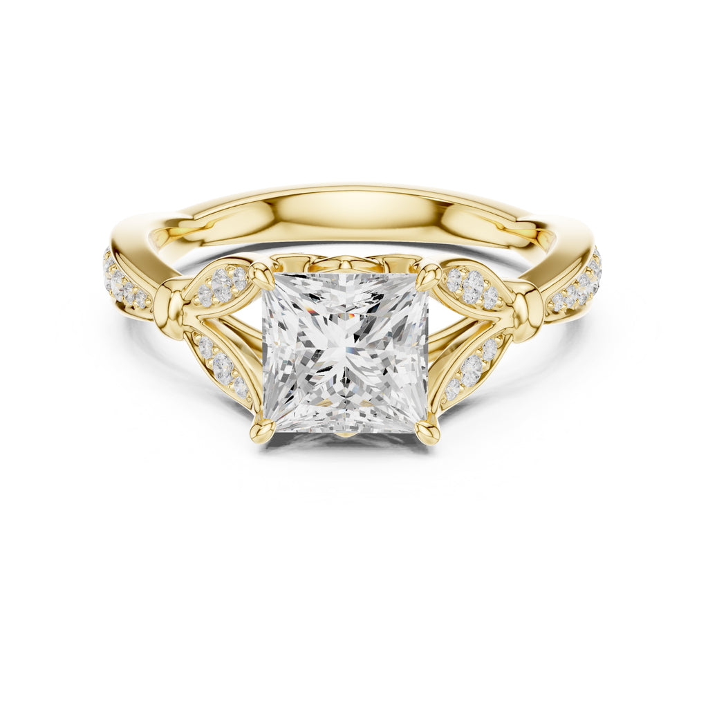 1.50 ct Enchanted Vine Heart Engagement Ring 1.5ct Yellow Gold Princess
