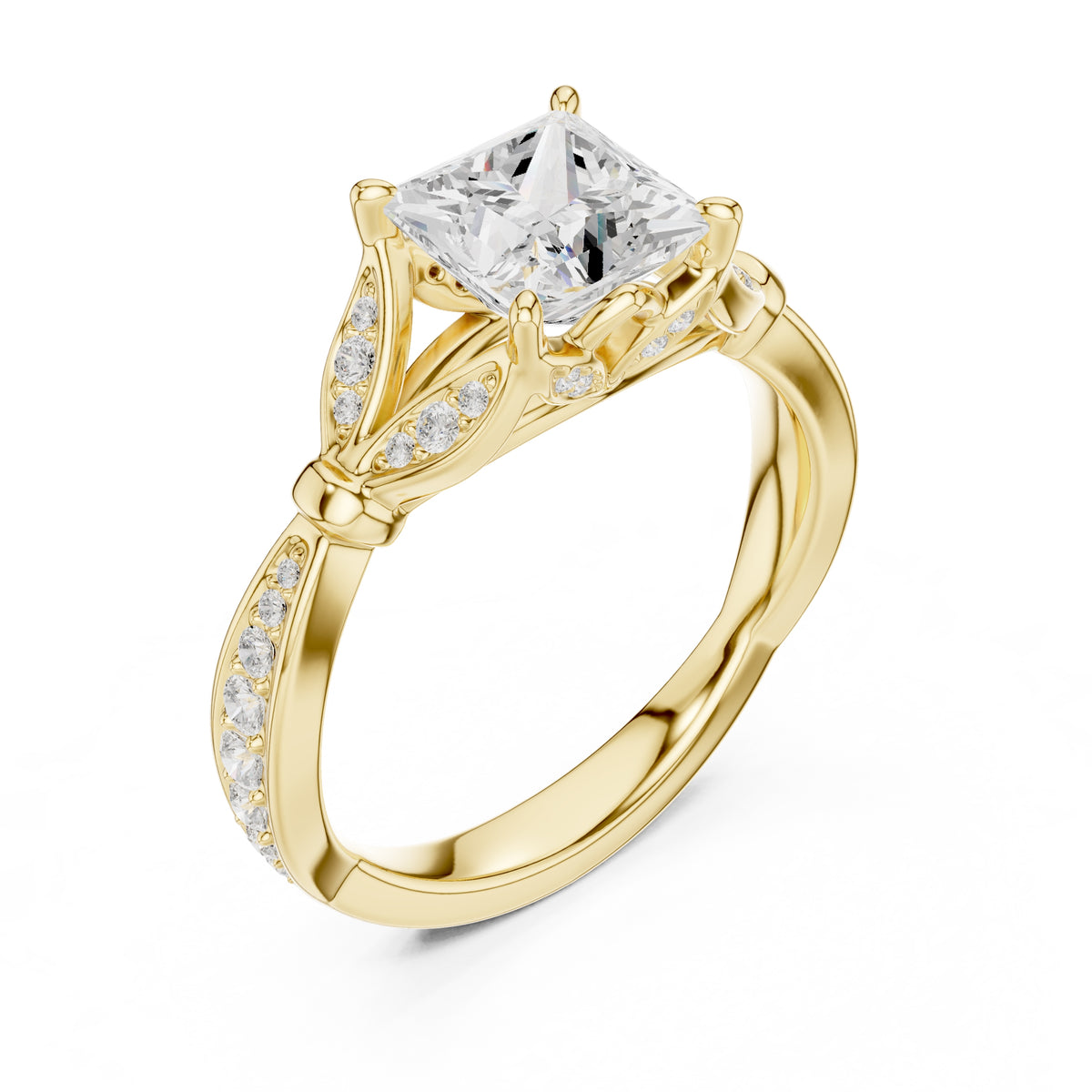 1.50 ct Enchanted Vine Heart Engagement Ring 1.5ct Yellow Gold Princess