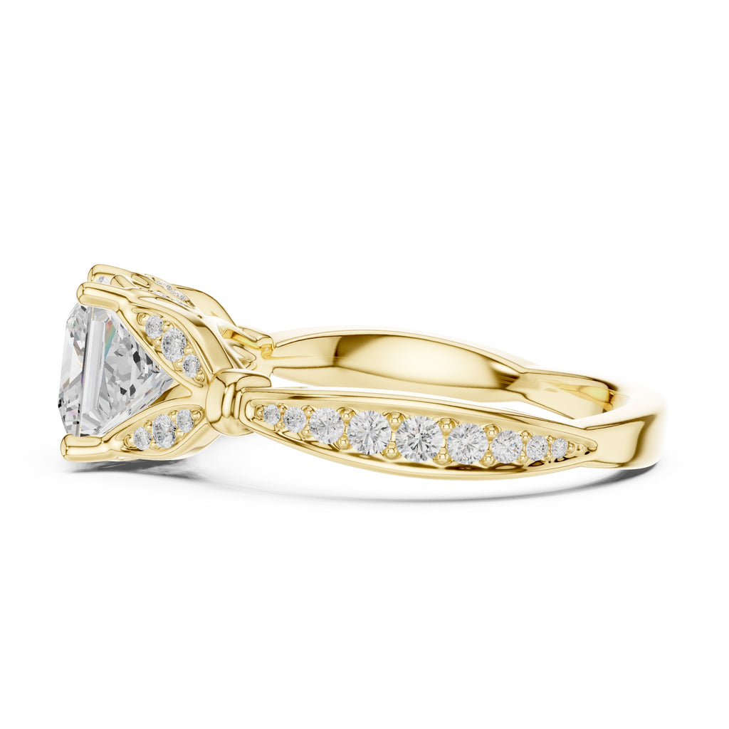 1.50 ct Enchanted Vine Heart Engagement Ring 1.5ct Yellow Gold Princess