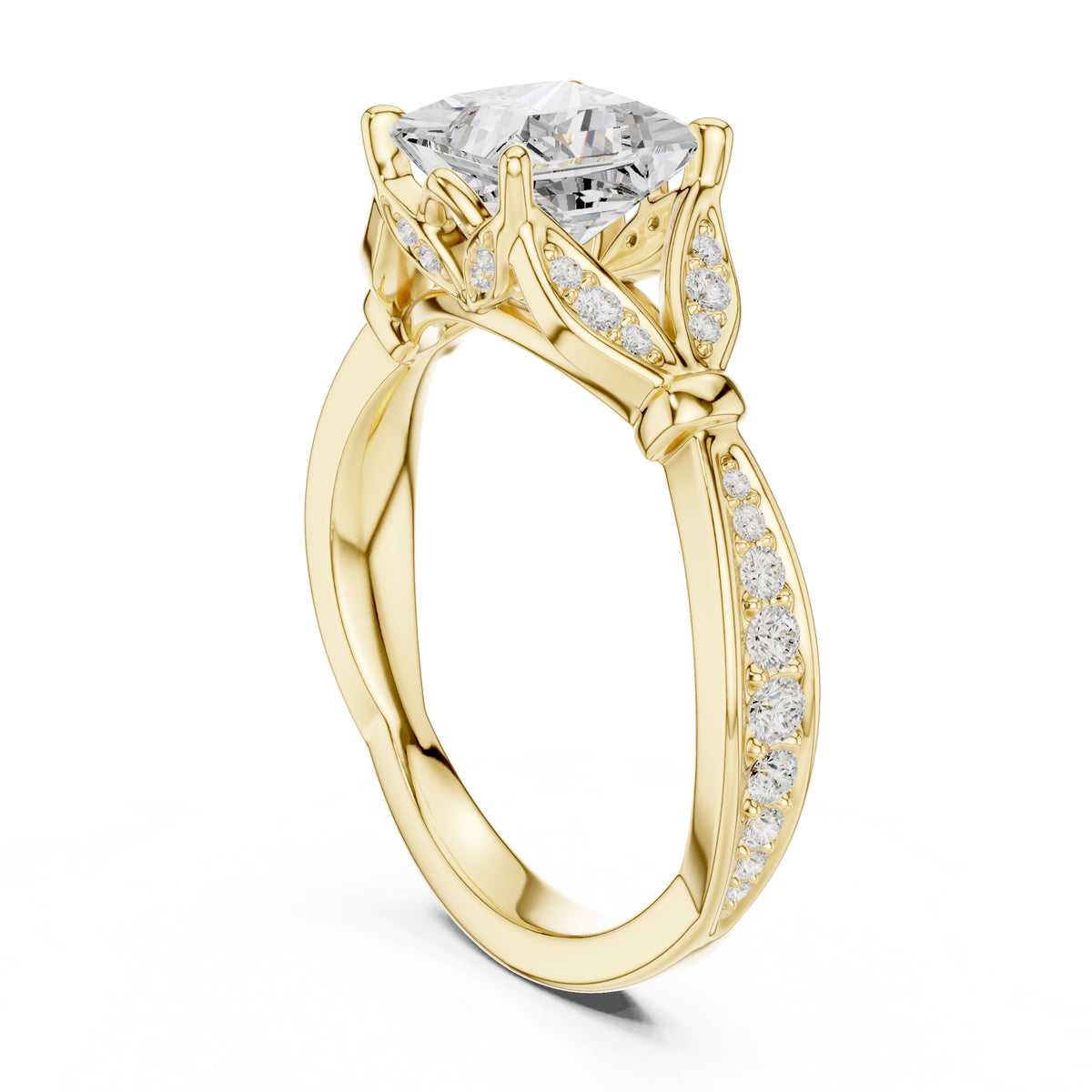 1.50 ct Enchanted Vine Heart Engagement Ring 1.5ct Yellow Gold Princess