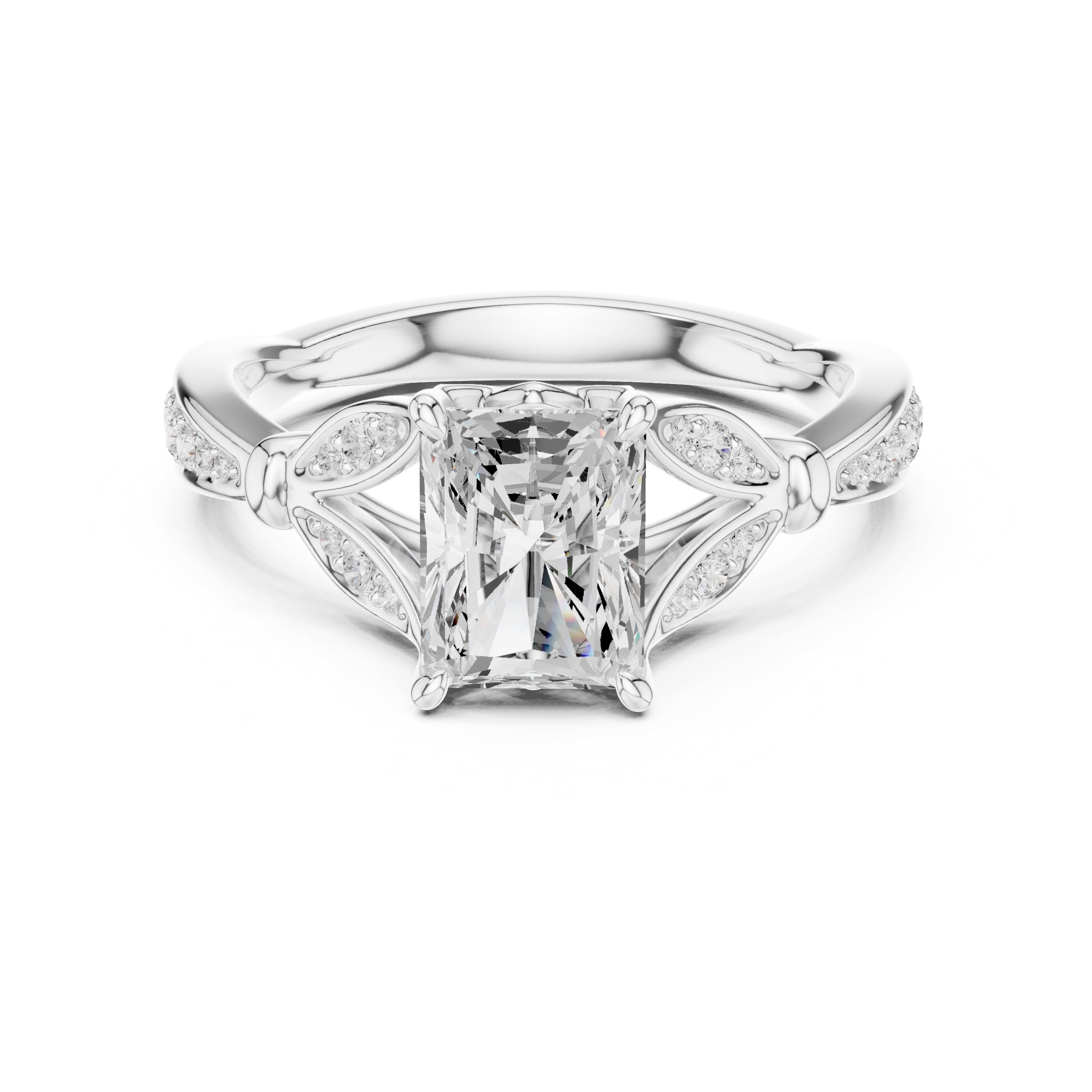1.50 ct Enchanted Vine Heart Engagement Ring 1.5ct White Gold Radiant