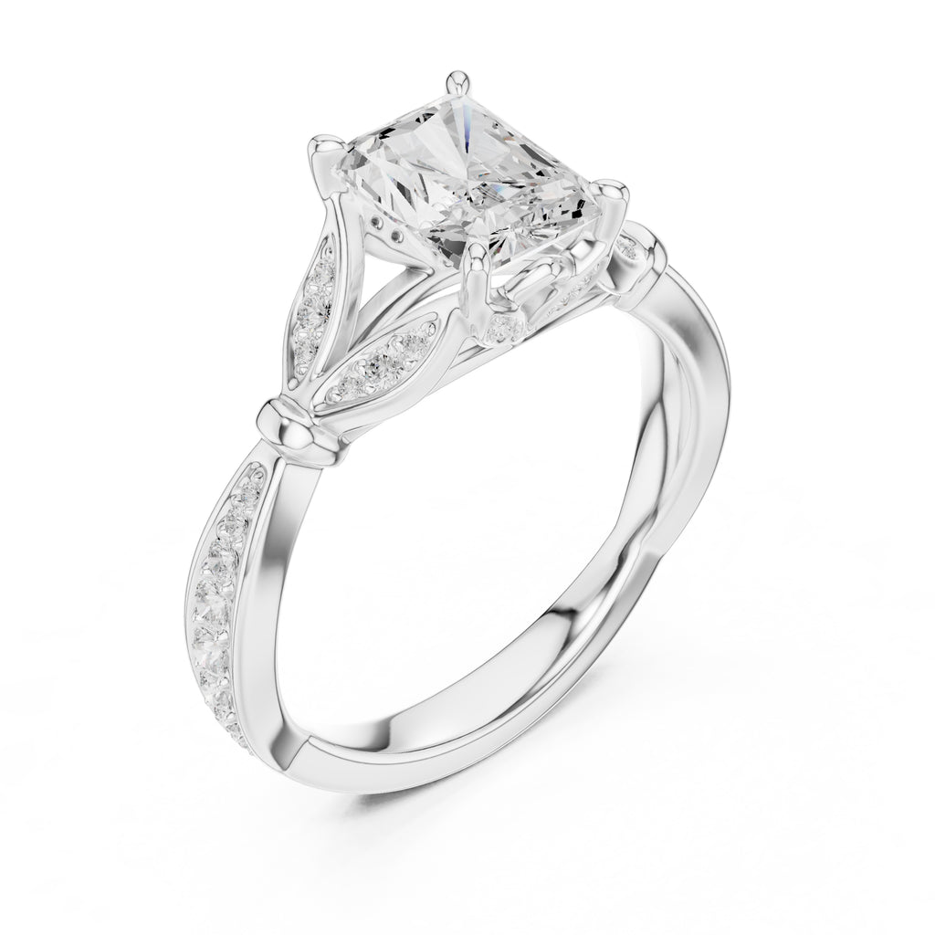 1.50 ct Enchanted Vine Heart Engagement Ring 1.5ct White Gold Radiant