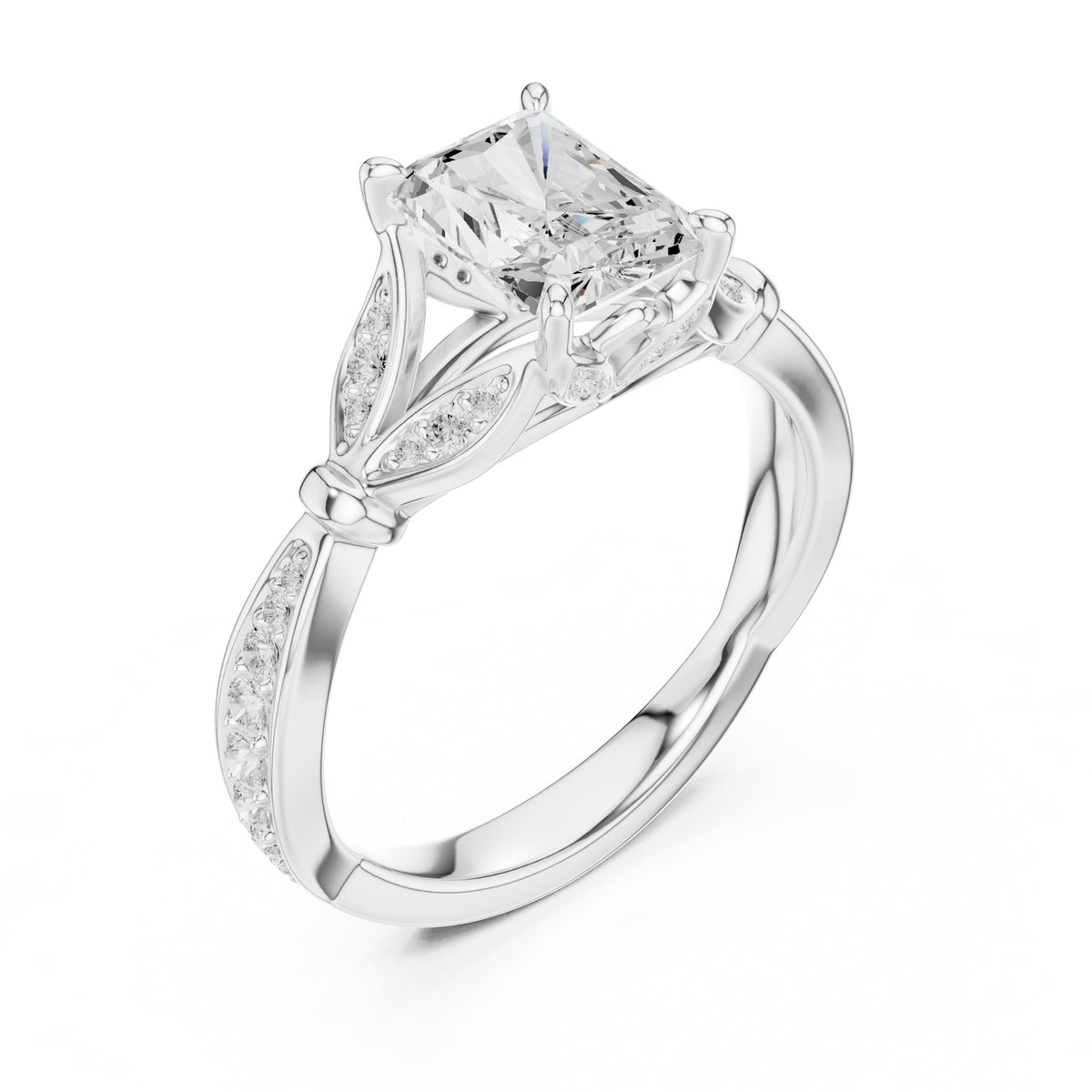 1.50 ct Enchanted Vine Heart Engagement Ring 1.5ct White Gold Radiant