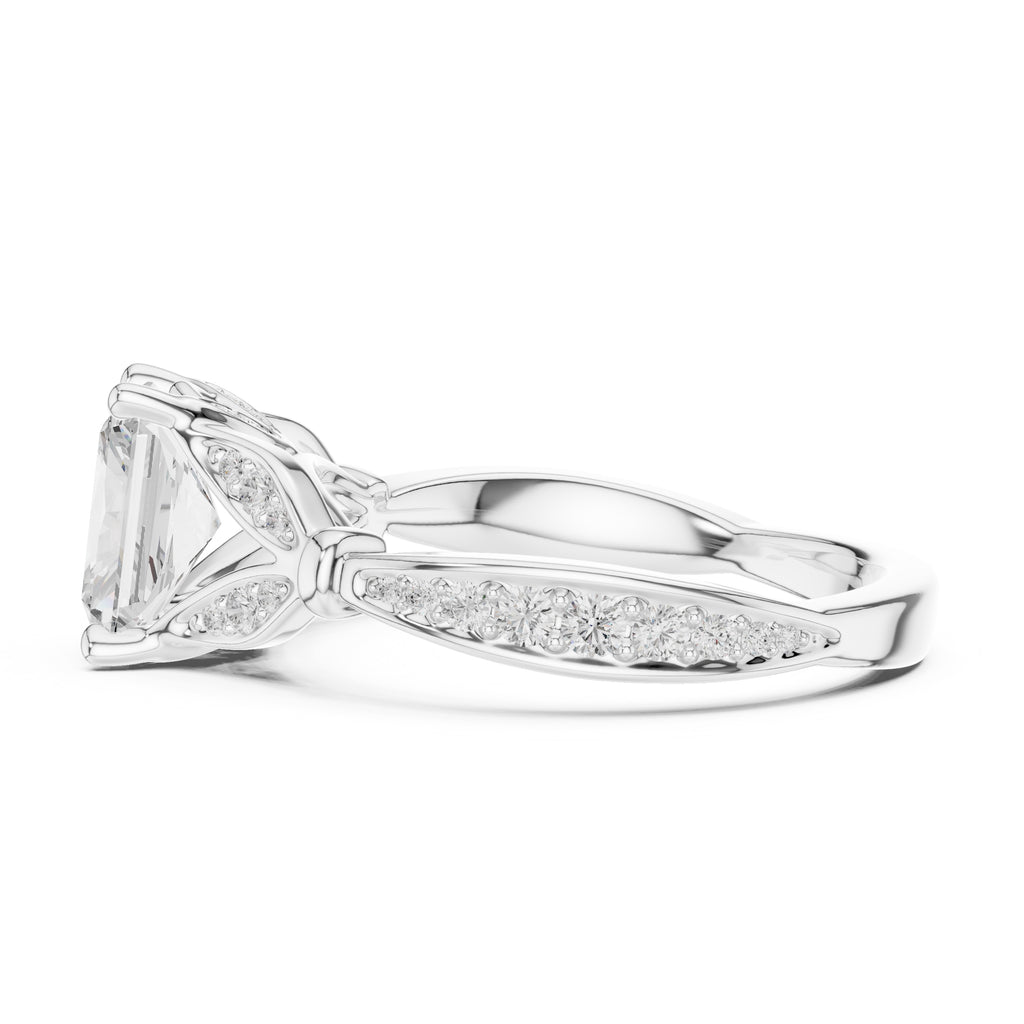 1.50 ct Enchanted Vine Heart Engagement Ring 1.5ct White Gold Radiant