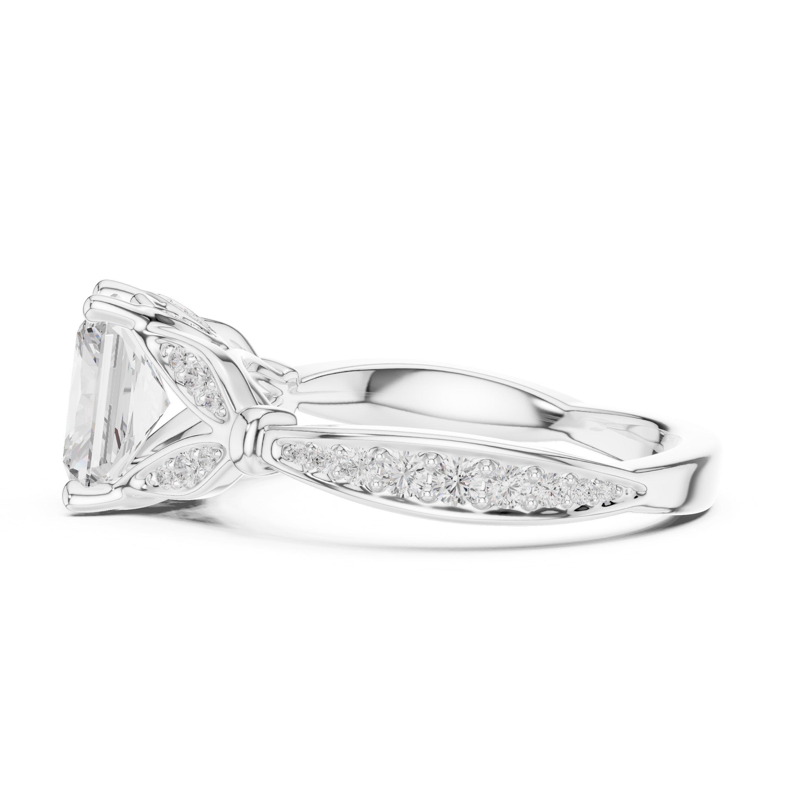 1.50 ct Enchanted Vine Heart Engagement Ring 1.5ct White Gold Radiant