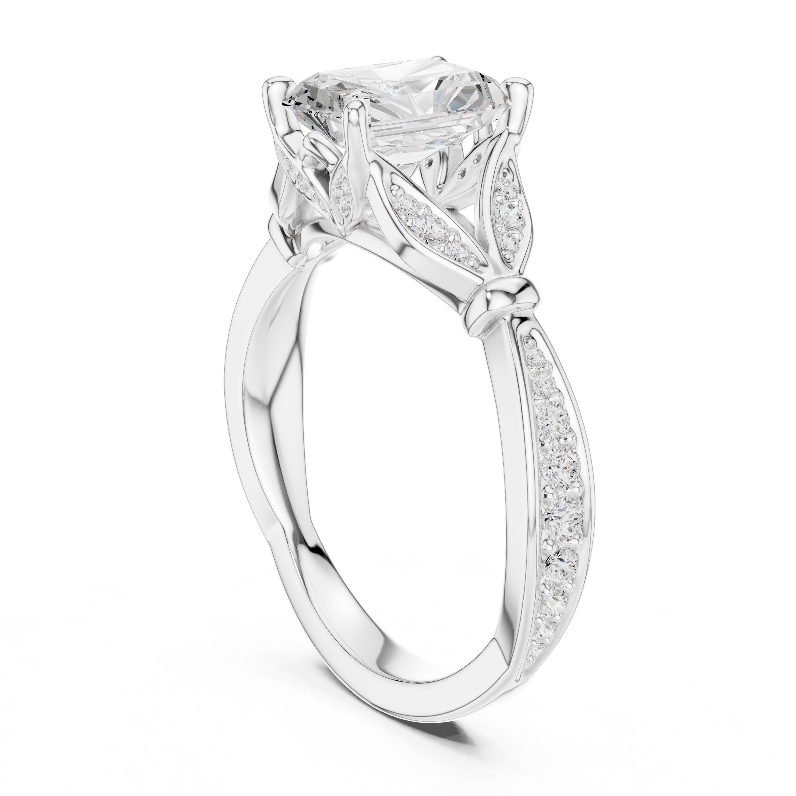 1.50 ct Enchanted Vine Heart Engagement Ring 1.5ct White Gold Radiant