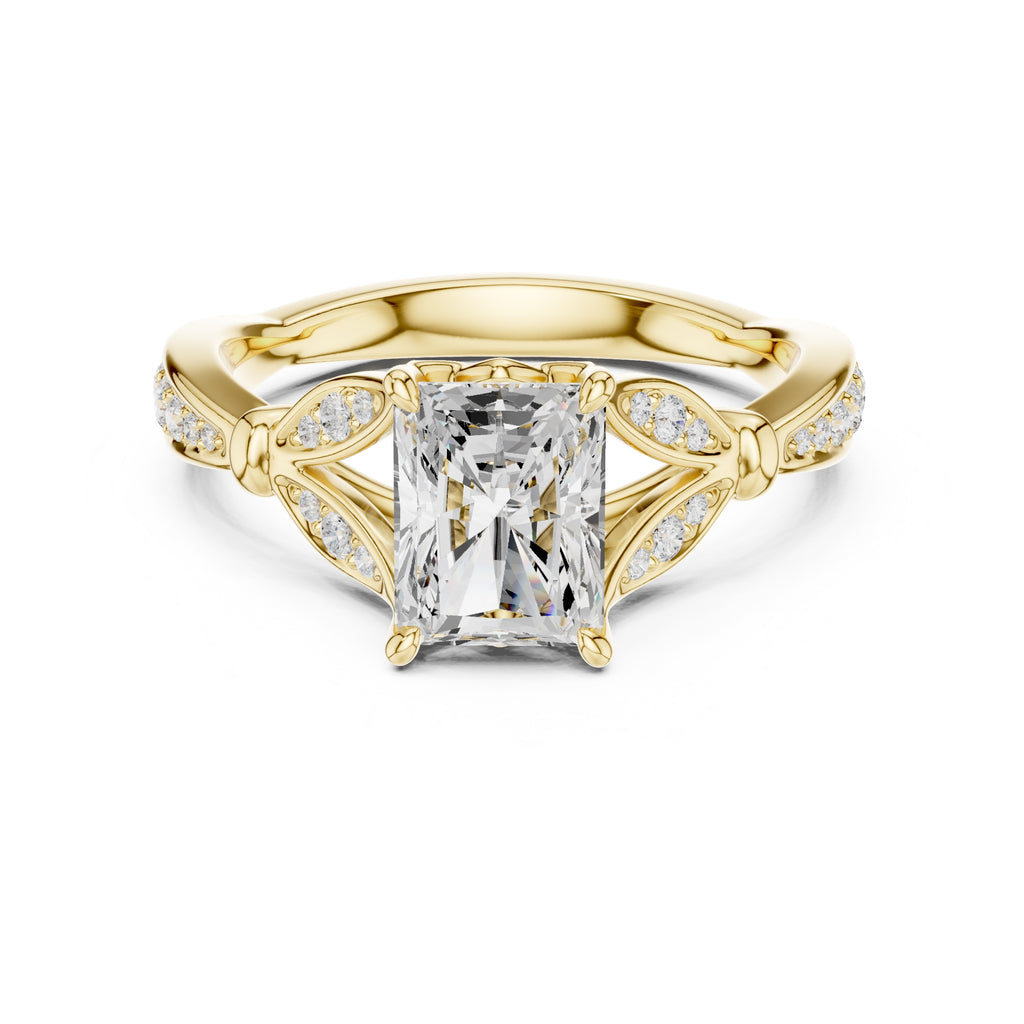 1.50 ct Enchanted Vine Heart Engagement Ring 1.5ct Yellow Gold Radiant