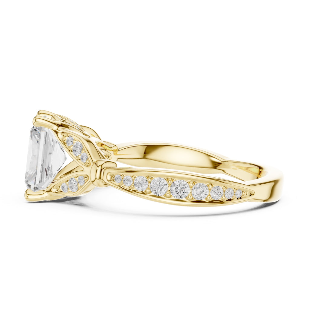 1.50 ct Enchanted Vine Heart Engagement Ring 1.5ct Yellow Gold Radiant