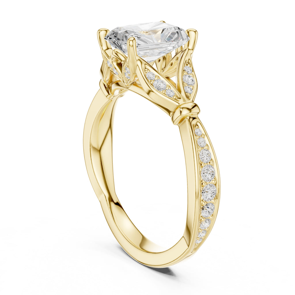 1.50 ct Enchanted Vine Heart Engagement Ring 1.5ct Yellow Gold Radiant