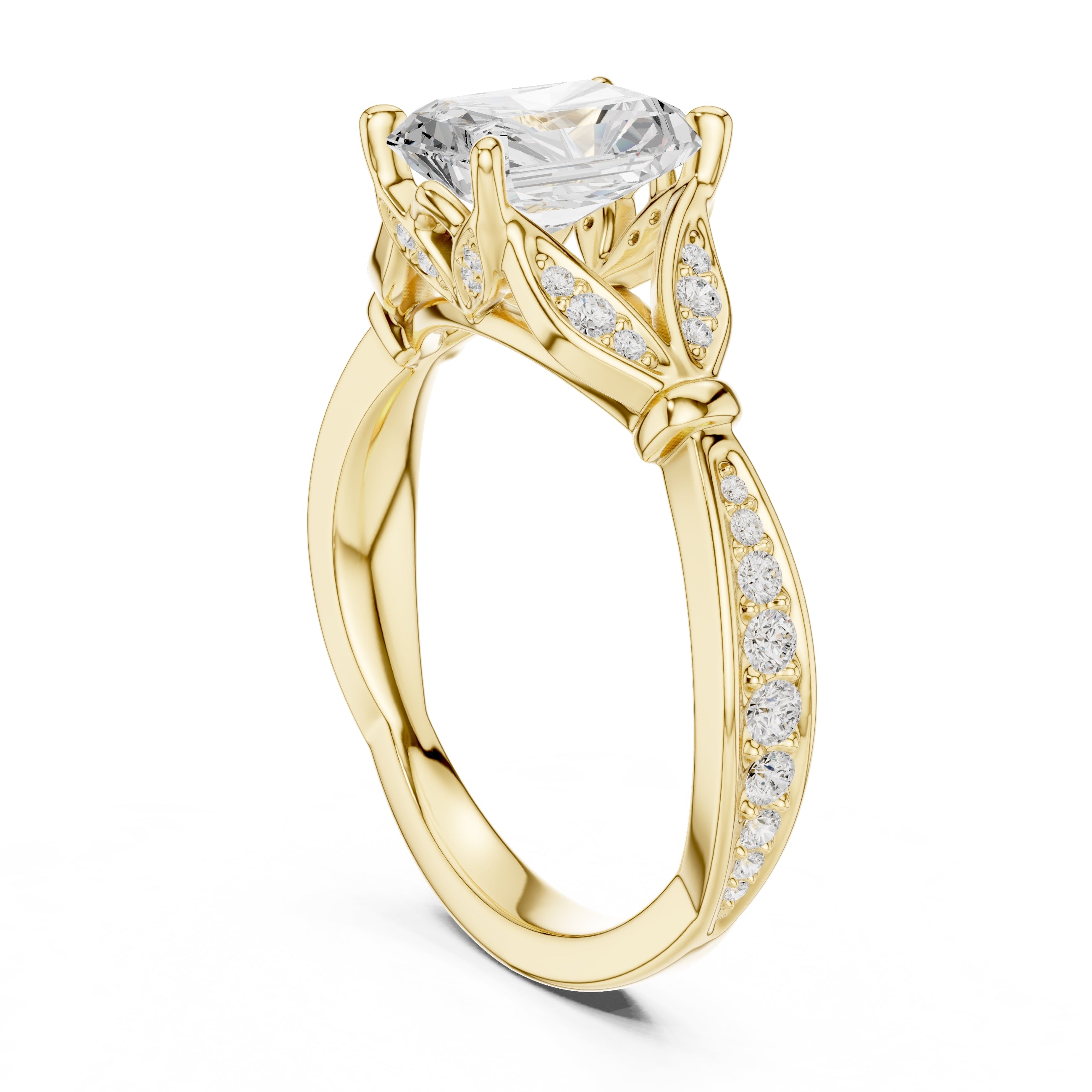 1.50 ct Enchanted Vine Heart Engagement Ring 1.5ct Yellow Gold Radiant