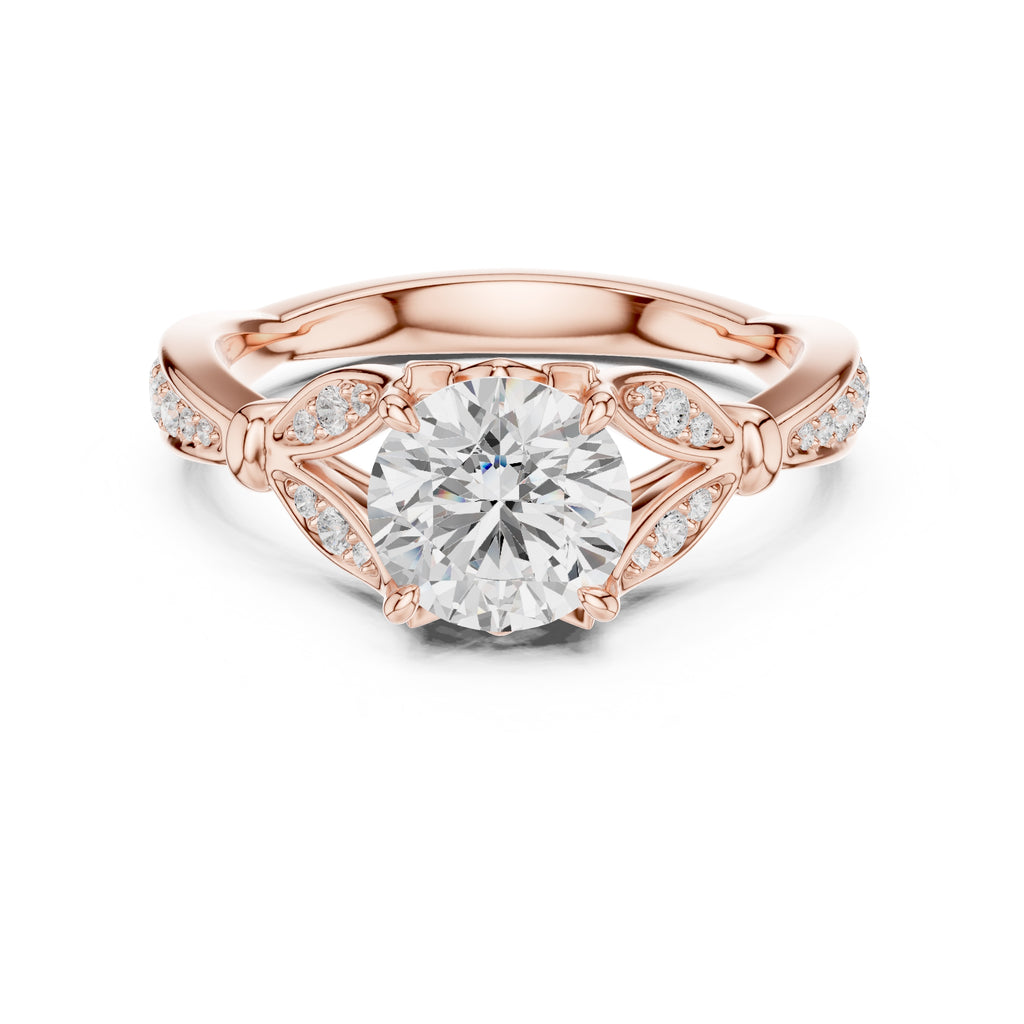 1.50 ct Enchanted Vine Heart Engagement Ring 1.5ct Rose Gold Round
