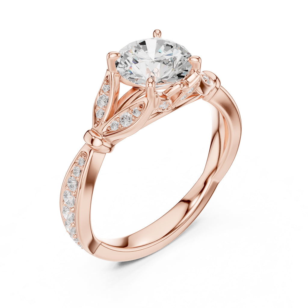 1.50 ct Enchanted Vine Heart Engagement Ring 1.5ct Rose Gold Round