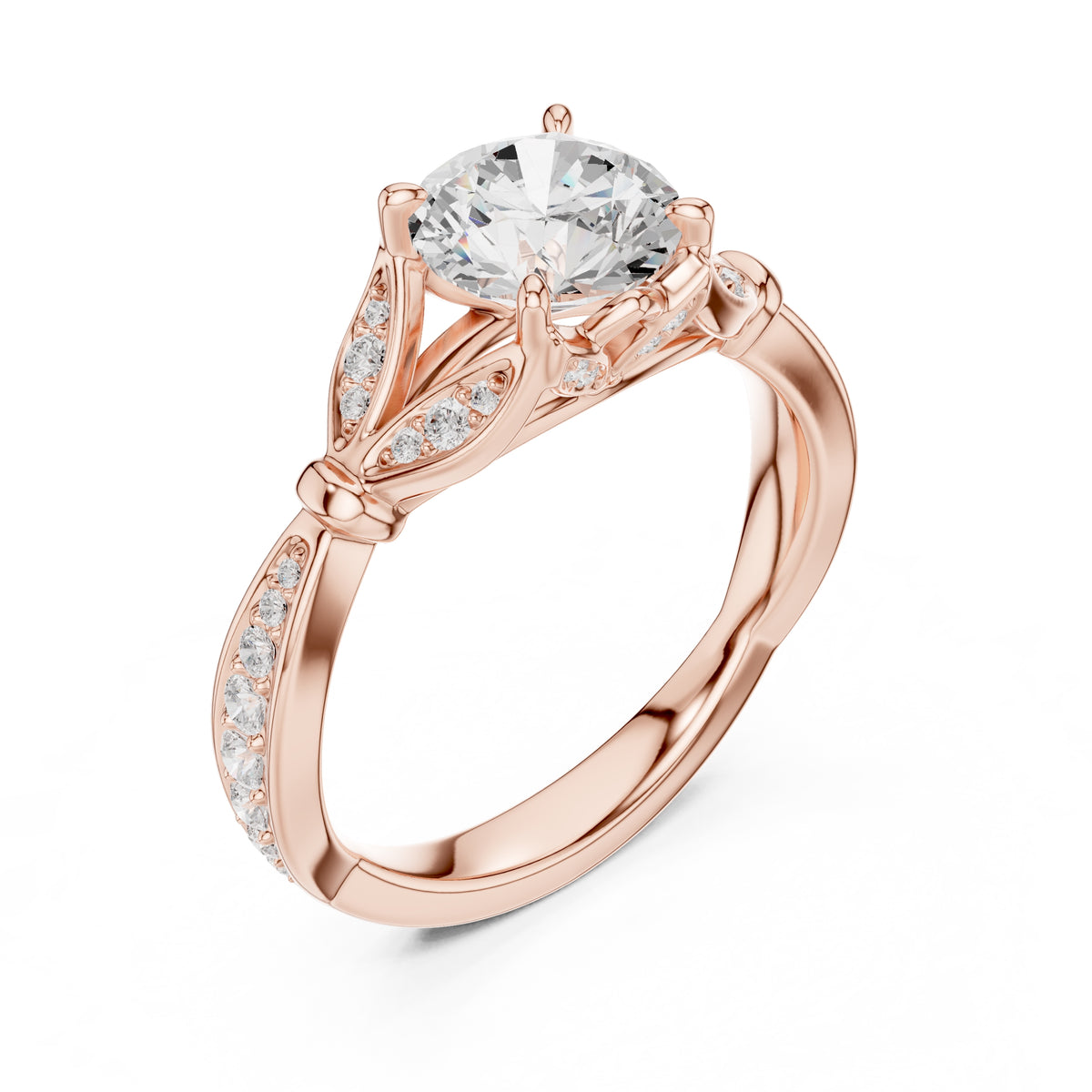 1.50 ct Enchanted Vine Heart Engagement Ring 1.5ct Rose Gold Round