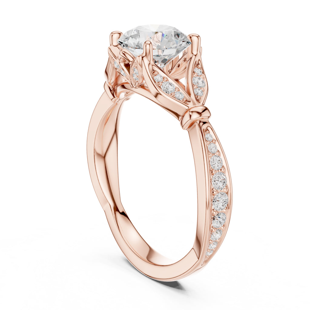 1.50 ct Enchanted Vine Heart Engagement Ring 1.5ct Rose Gold Round