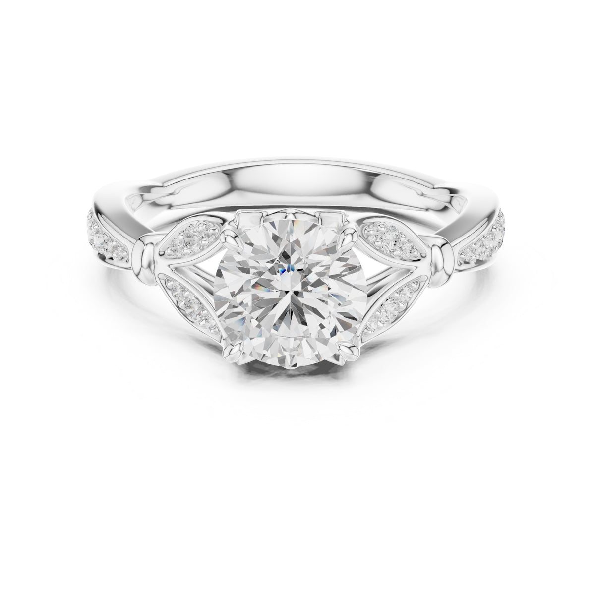 1.50 ct Enchanted Vine Heart Engagement Ring 1.5ct White Gold Round