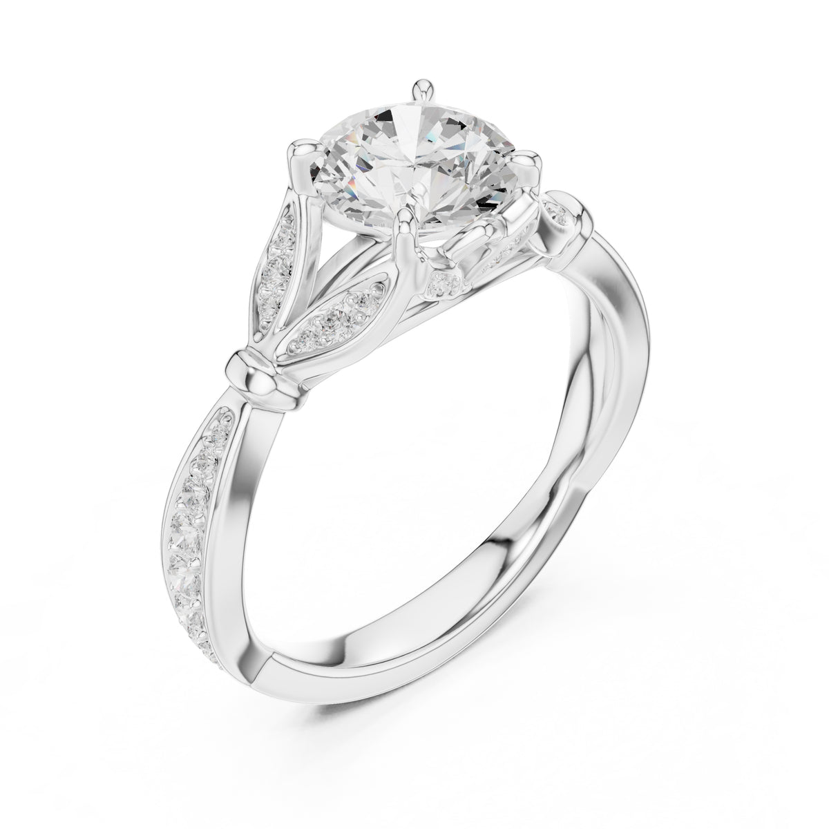 1.50 ct Enchanted Vine Heart Engagement Ring 1.5ct White Gold Round