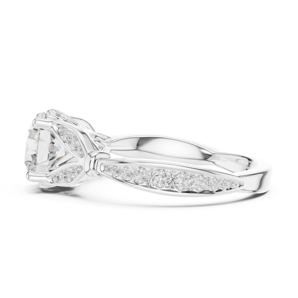 1.50 ct Enchanted Vine Heart Engagement Ring 1.5ct White Gold Round