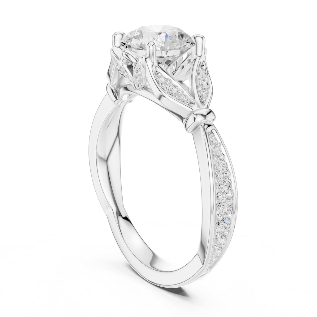 1.50 ct Enchanted Vine Heart Engagement Ring 1.5ct White Gold Round
