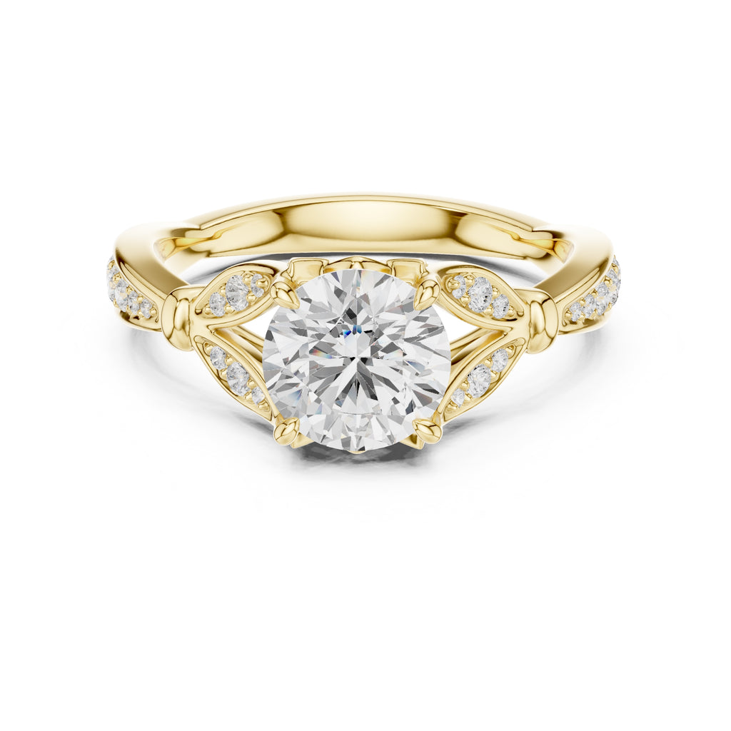 1.50 ct Enchanted Vine Heart Engagement Ring 1.5ct Yellow Gold Round