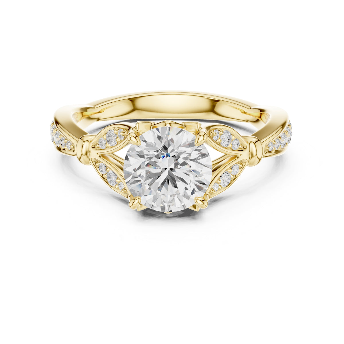 1.50 ct Enchanted Vine Heart Engagement Ring 1.5ct Yellow Gold Round