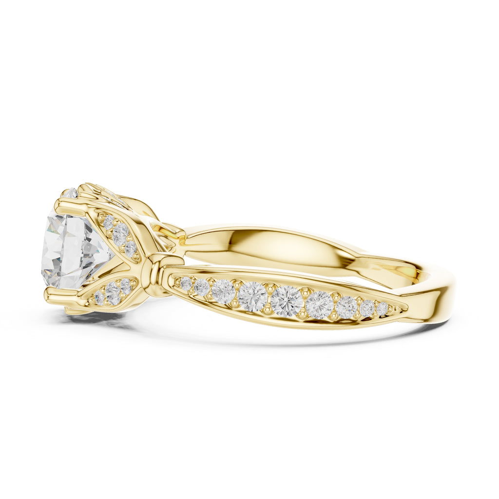 1.50 ct Enchanted Vine Heart Engagement Ring 1.5ct Yellow Gold Round