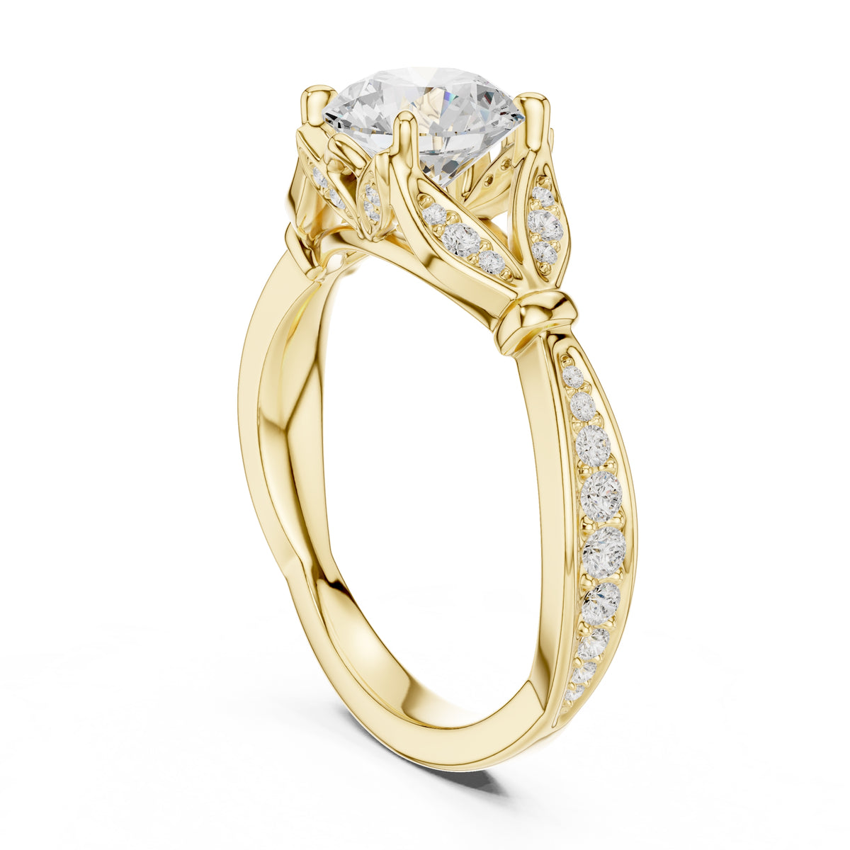 1.50 ct Enchanted Vine Heart Engagement Ring 1.5ct Yellow Gold Round