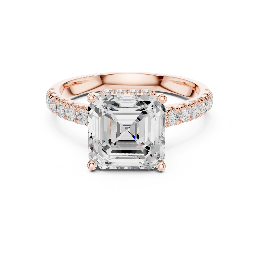 3.00 ct Solstice Pavé Engagement Ring 3ct Rose Gold Asscher