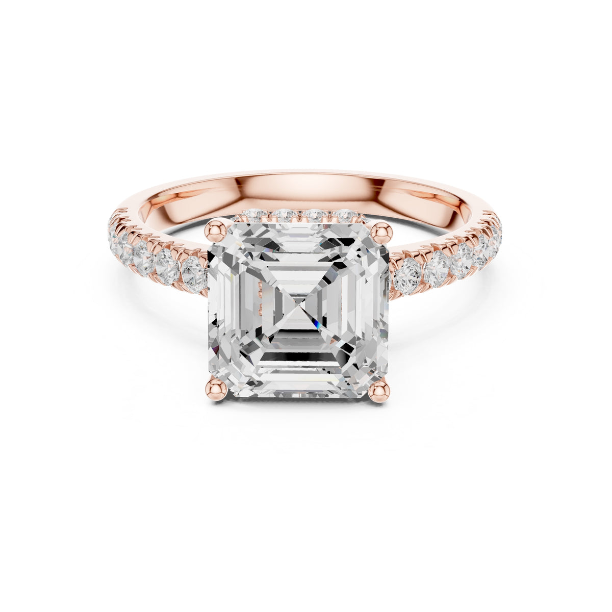 3.00 ct Solstice Pavé Engagement Ring 3ct Rose Gold Asscher