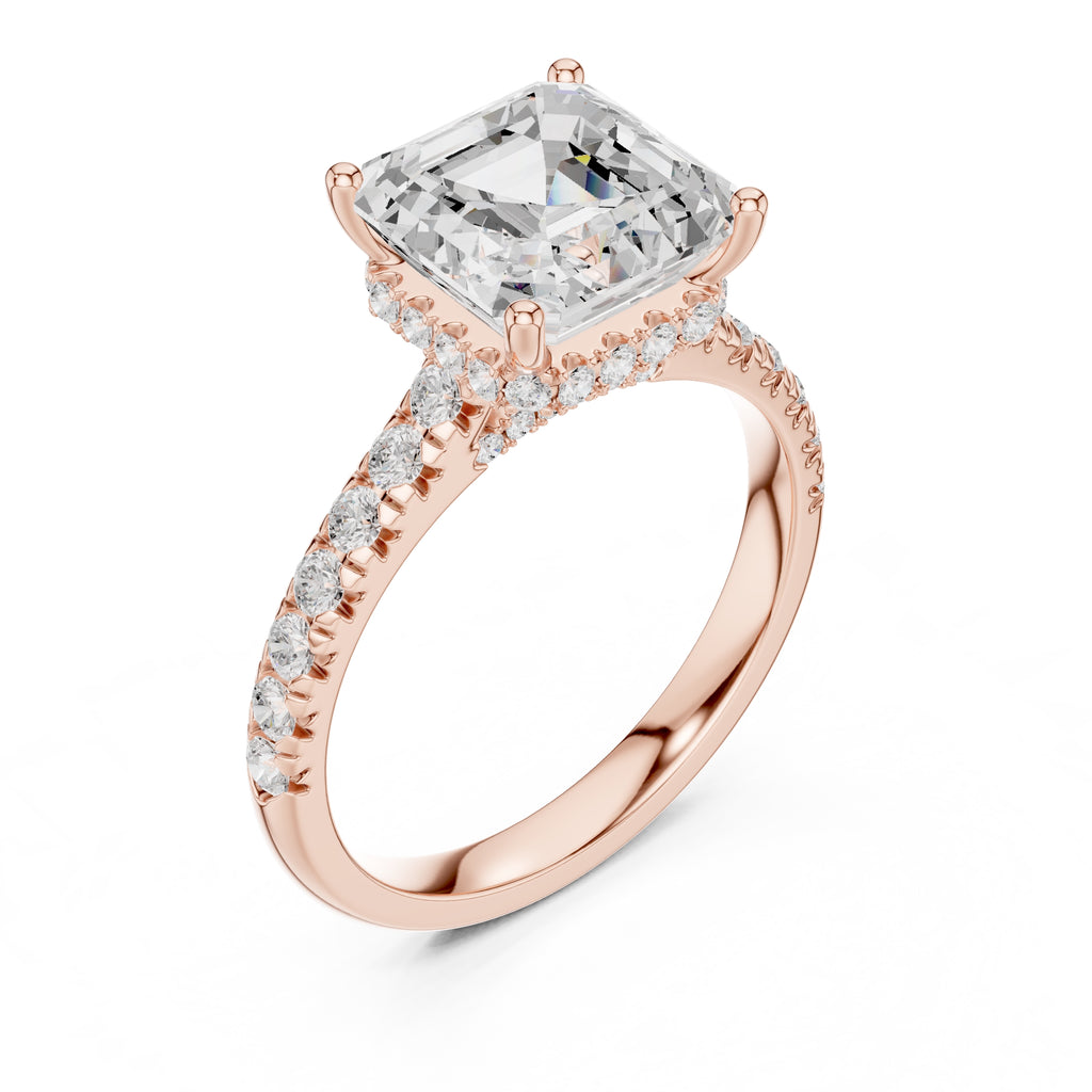 3.00 ct Solstice Pavé Engagement Ring 3ct Rose Gold Asscher