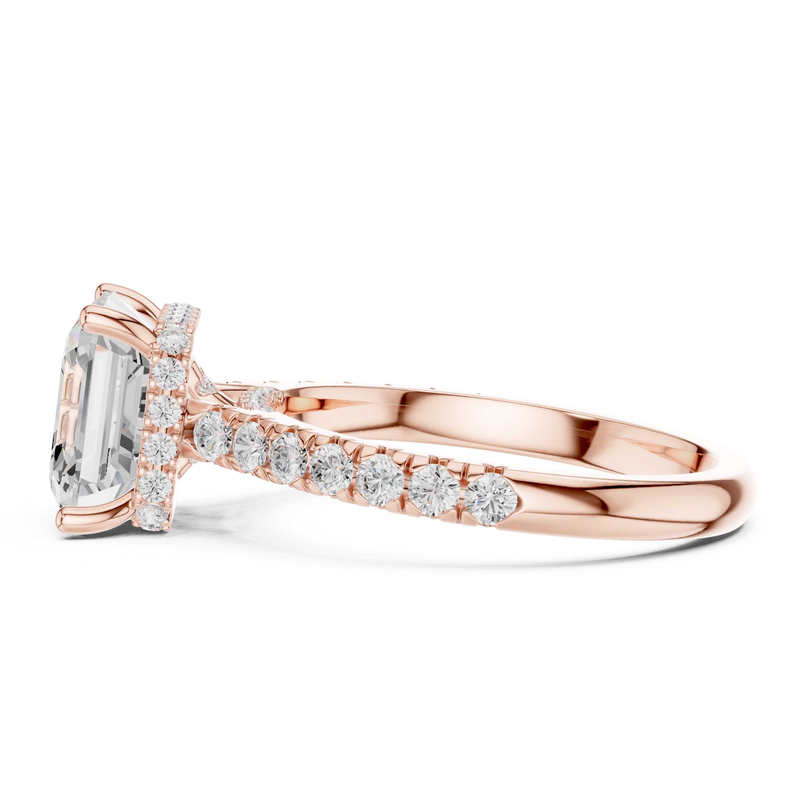 3.00 ct Solstice Pavé Engagement Ring 3ct Rose Gold Asscher