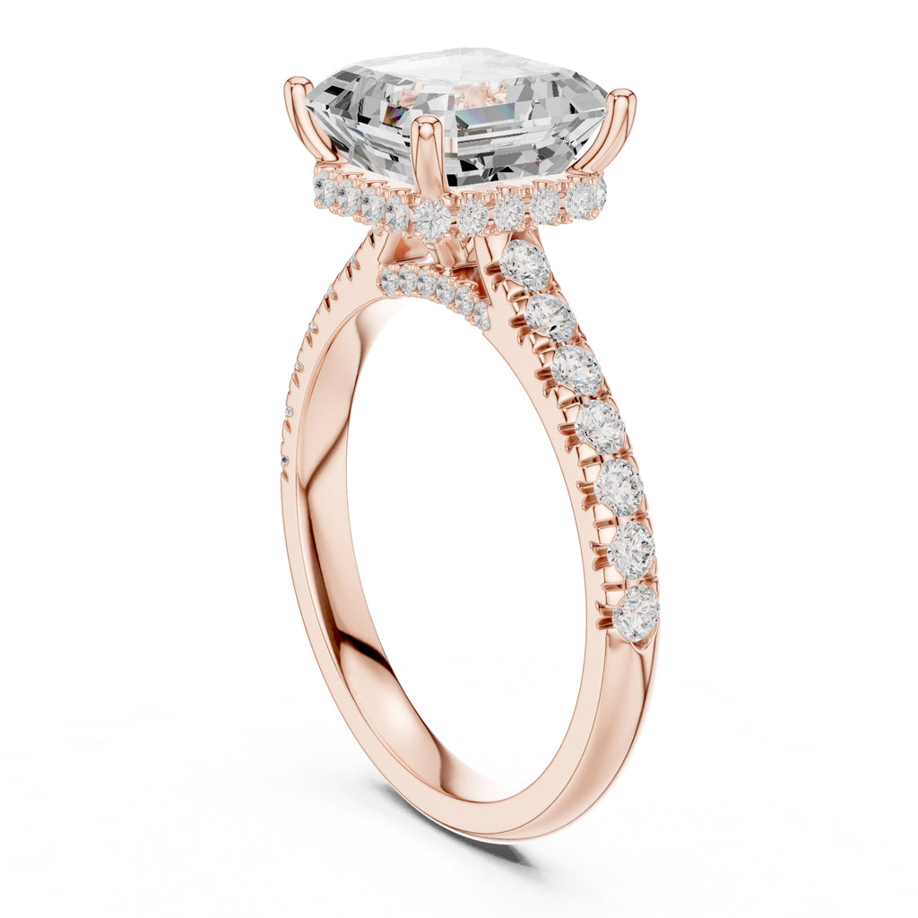 3.00 ct Solstice Pavé Engagement Ring 3ct Rose Gold Asscher