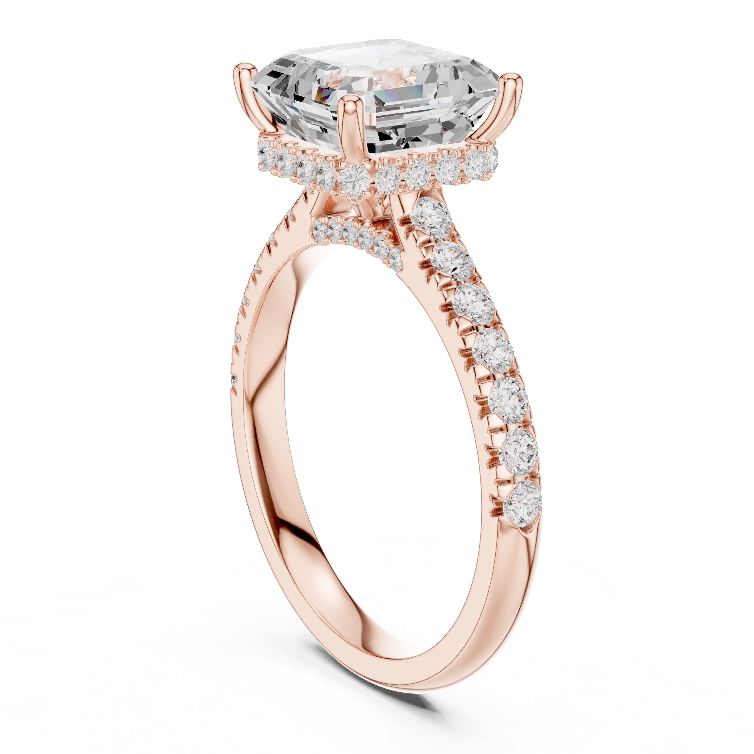 3.00 ct Solstice Pavé Engagement Ring 3ct Rose Gold Asscher