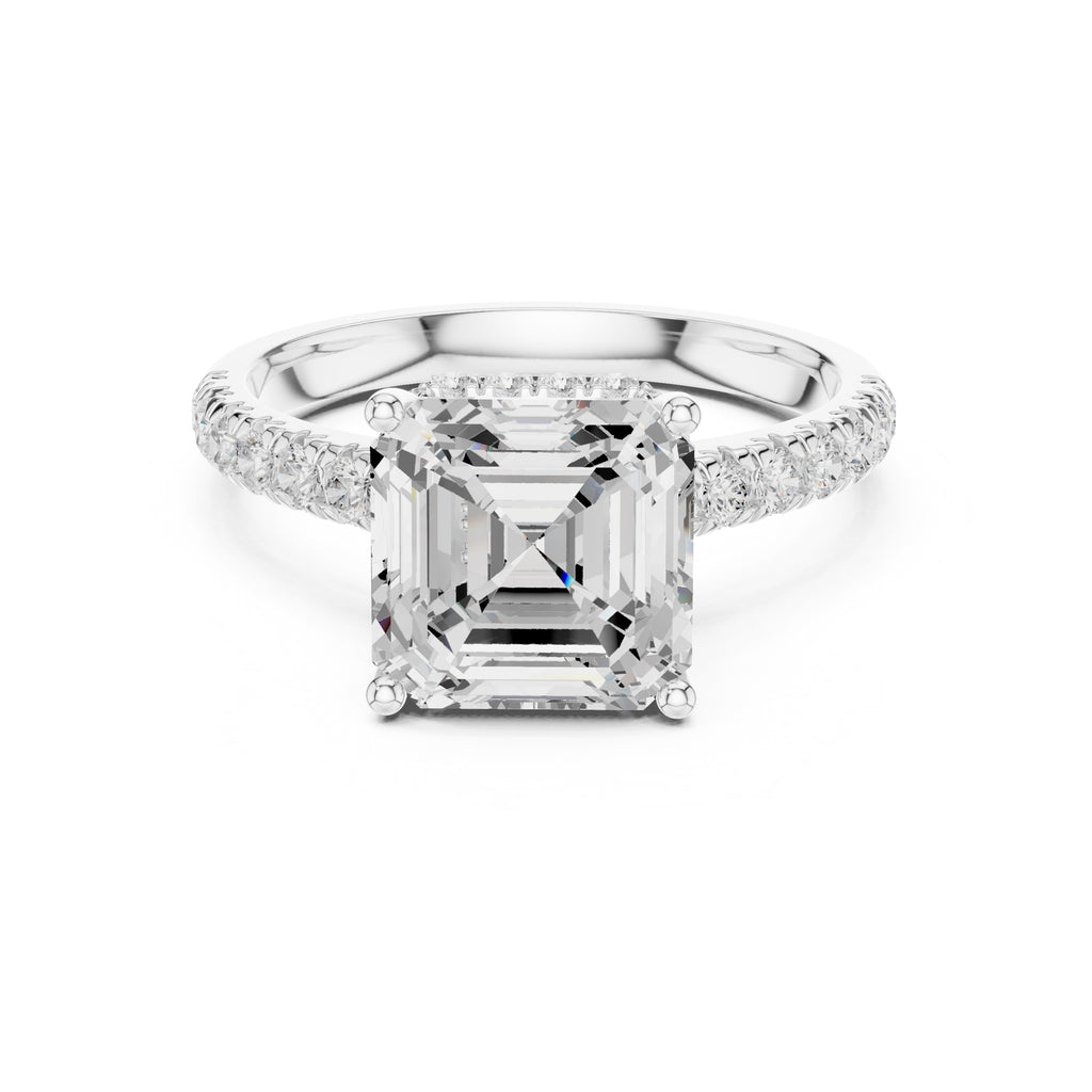 3.00 ct Solstice Pavé Engagement Ring 3ct White Gold Asscher