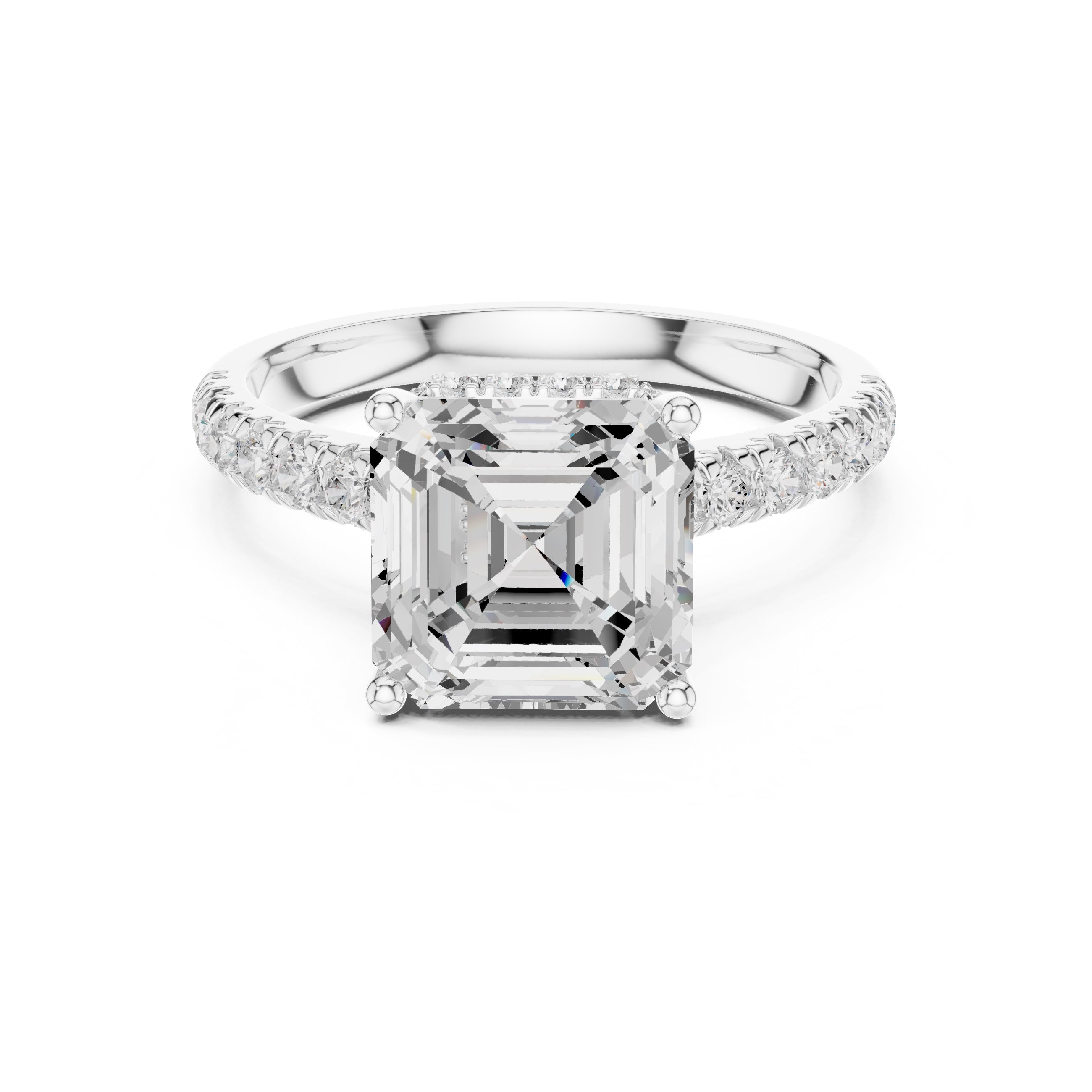 3.00 ct Solstice Pavé Engagement Ring 3ct White Gold Asscher