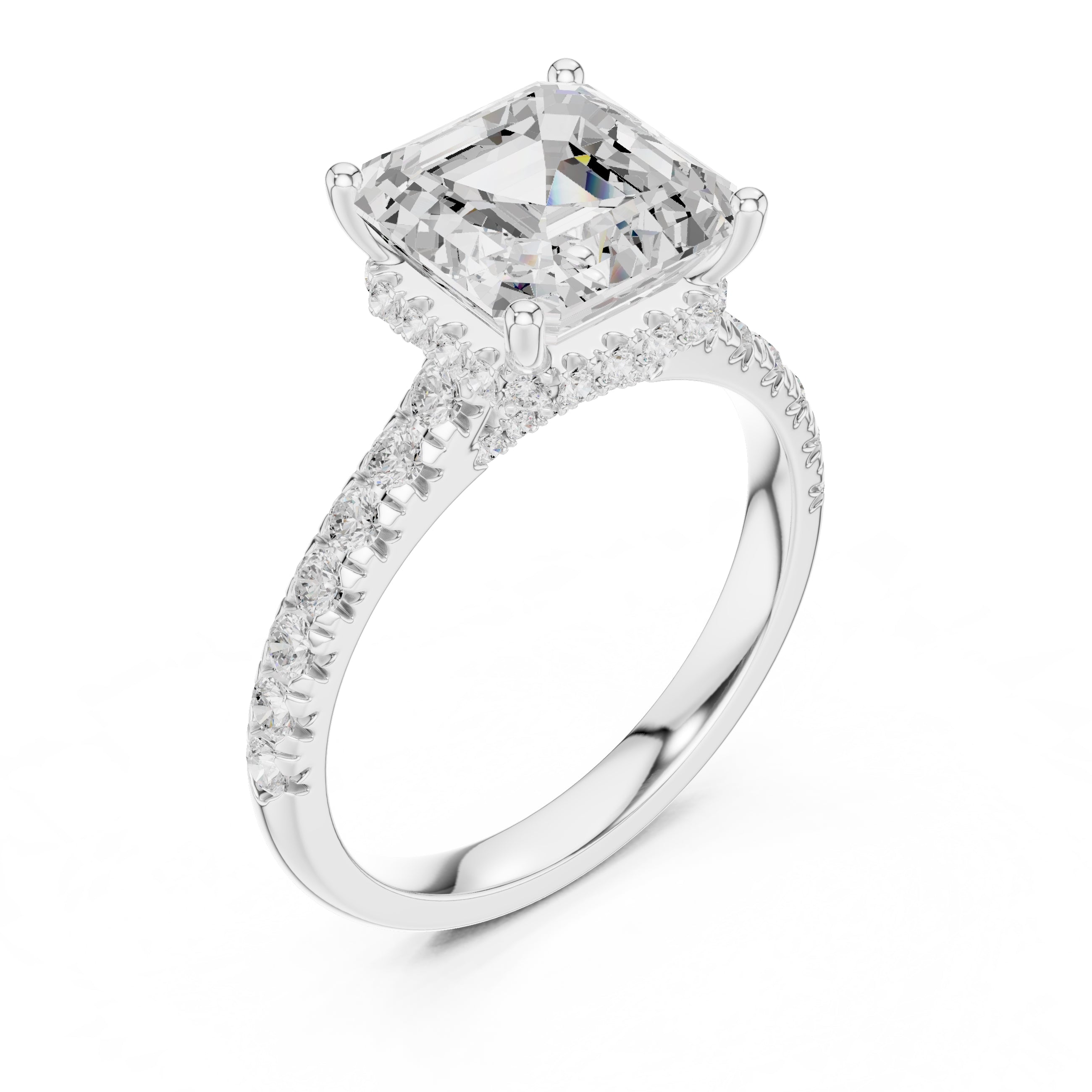 3.00 ct Solstice Pavé Engagement Ring 3ct White Gold Asscher