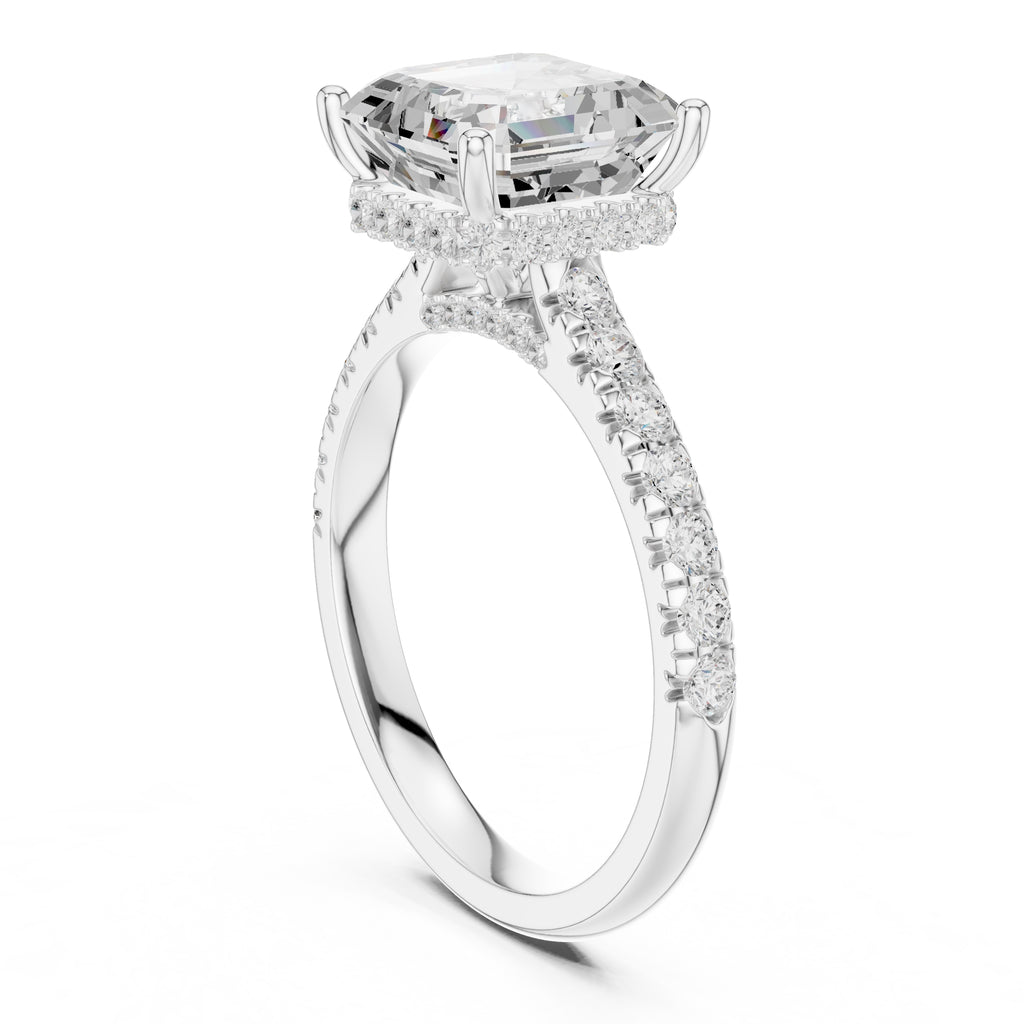 3.00 ct Solstice Pavé Engagement Ring 3ct White Gold Asscher