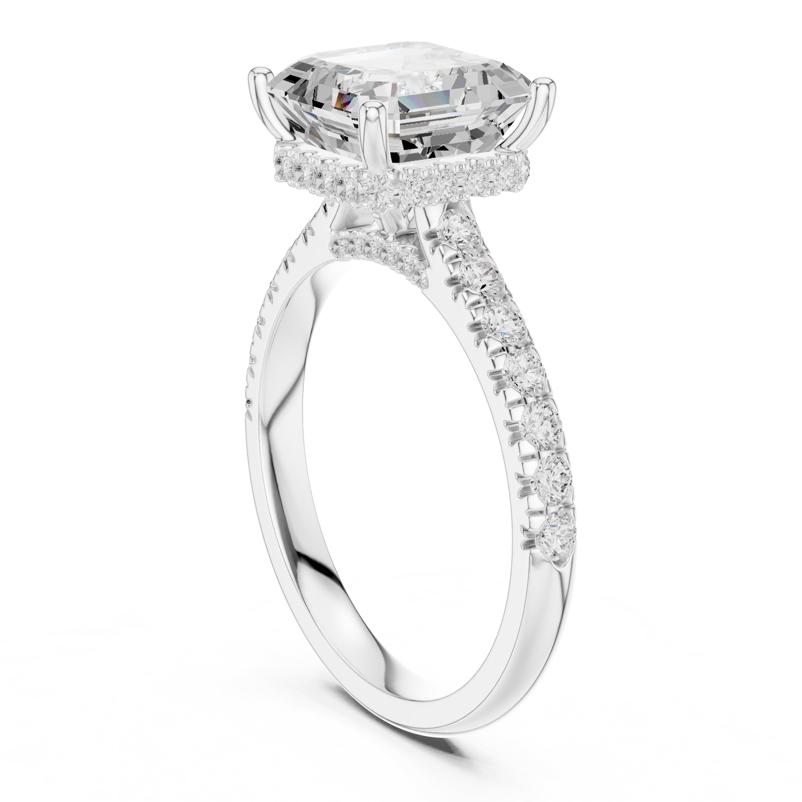 3.00 ct Solstice Pavé Engagement Ring 3ct White Gold Asscher