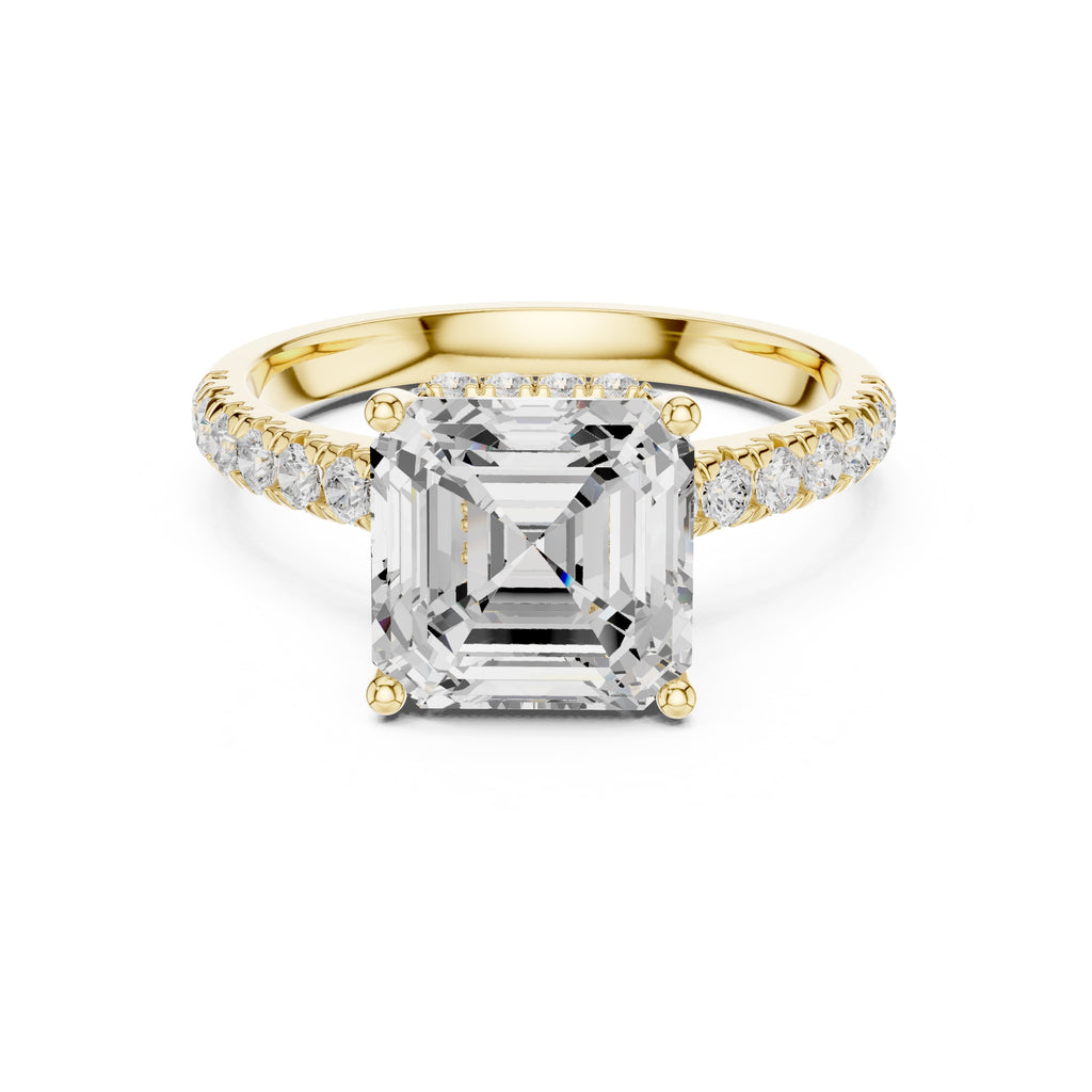 3.00 ct Solstice Pavé Engagement Ring 3ct Yellow Gold Asscher