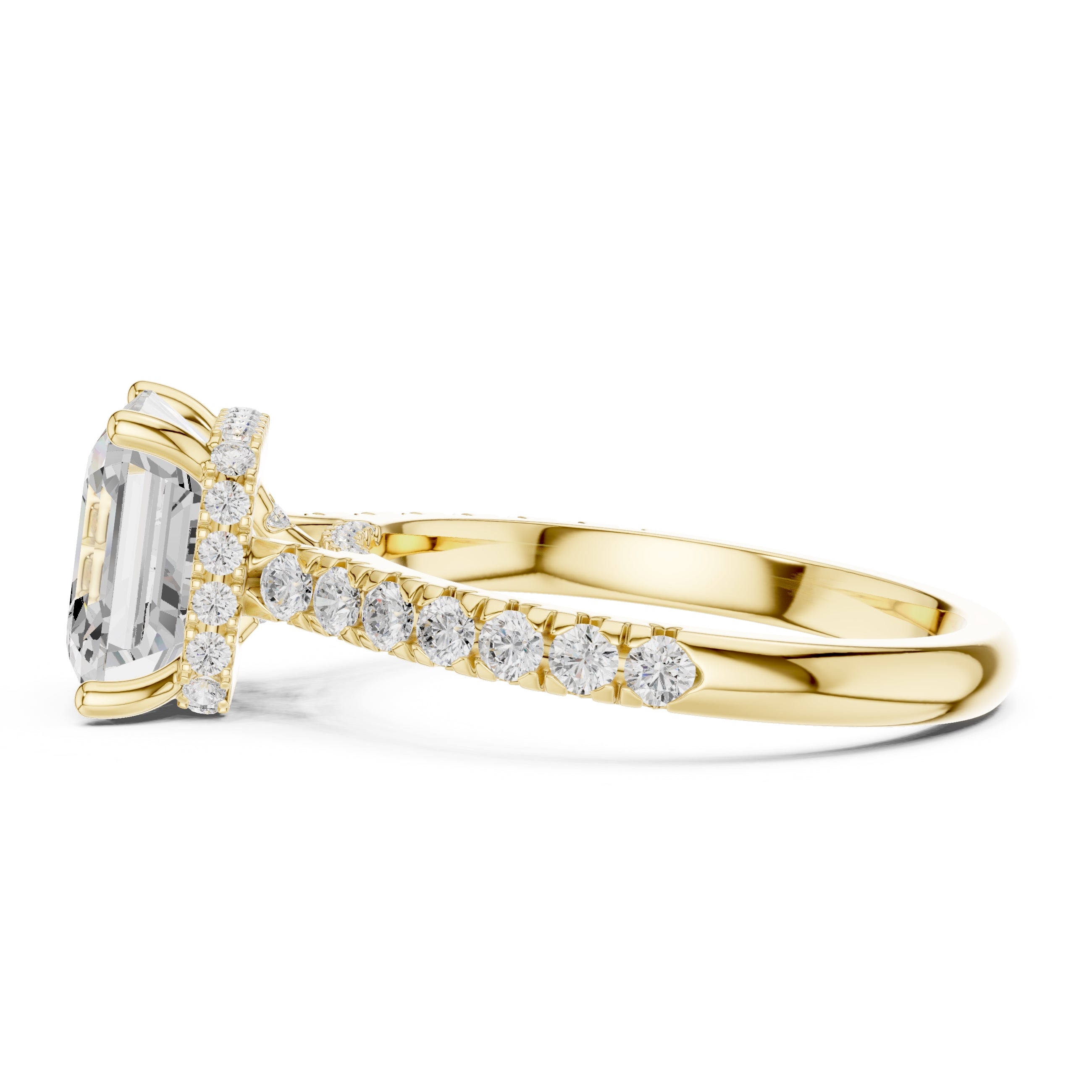 3.00 ct Solstice Pavé Engagement Ring 3ct Yellow Gold Asscher