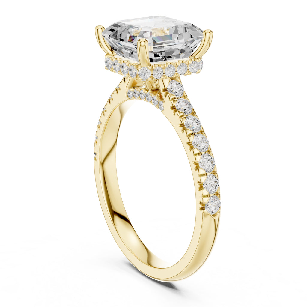 3.00 ct Solstice Pavé Engagement Ring 3ct Yellow Gold Asscher