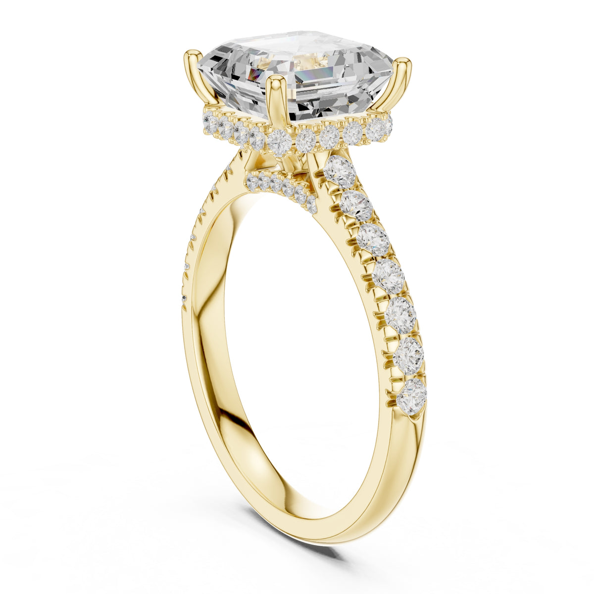 3.00 ct Solstice Pavé Engagement Ring 3ct Yellow Gold Asscher