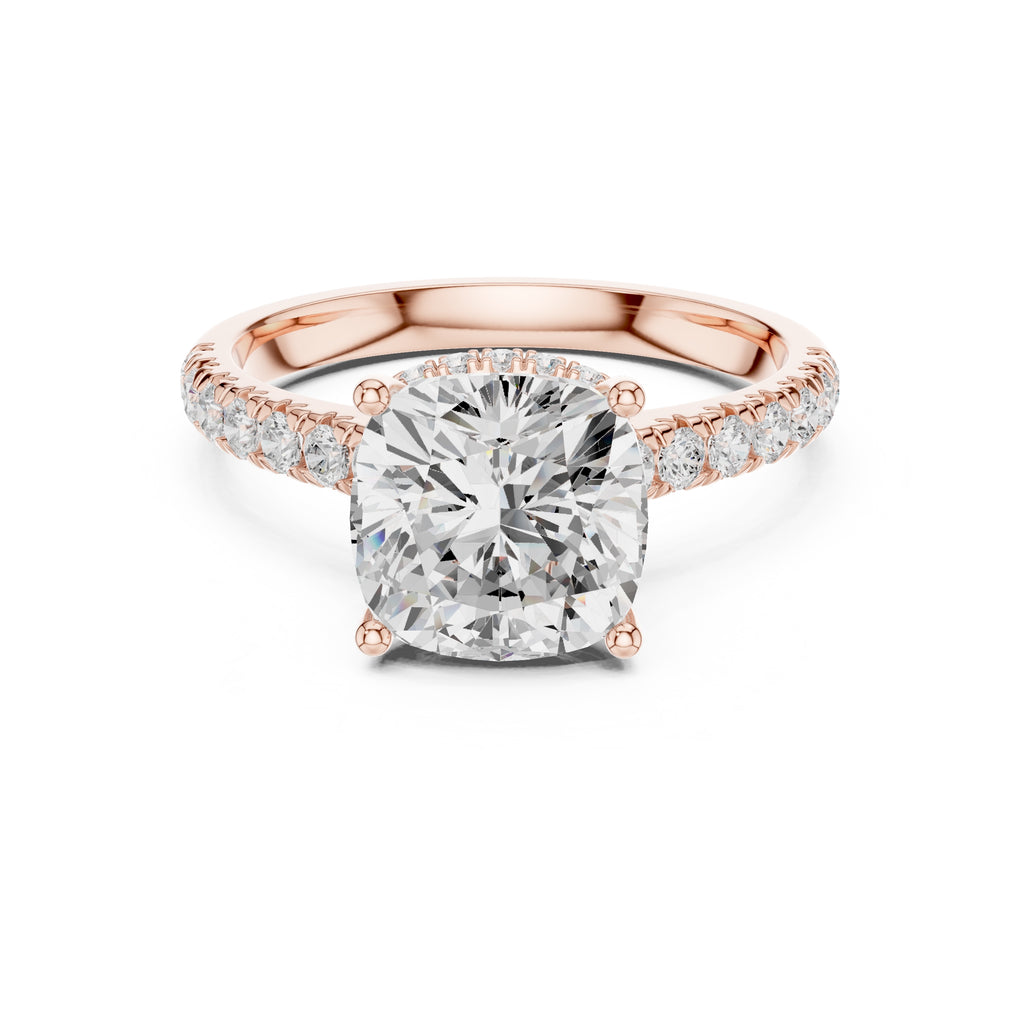 3.00 ct Solstice Pavé Engagement Ring 3ct Rose Gold Cushion
