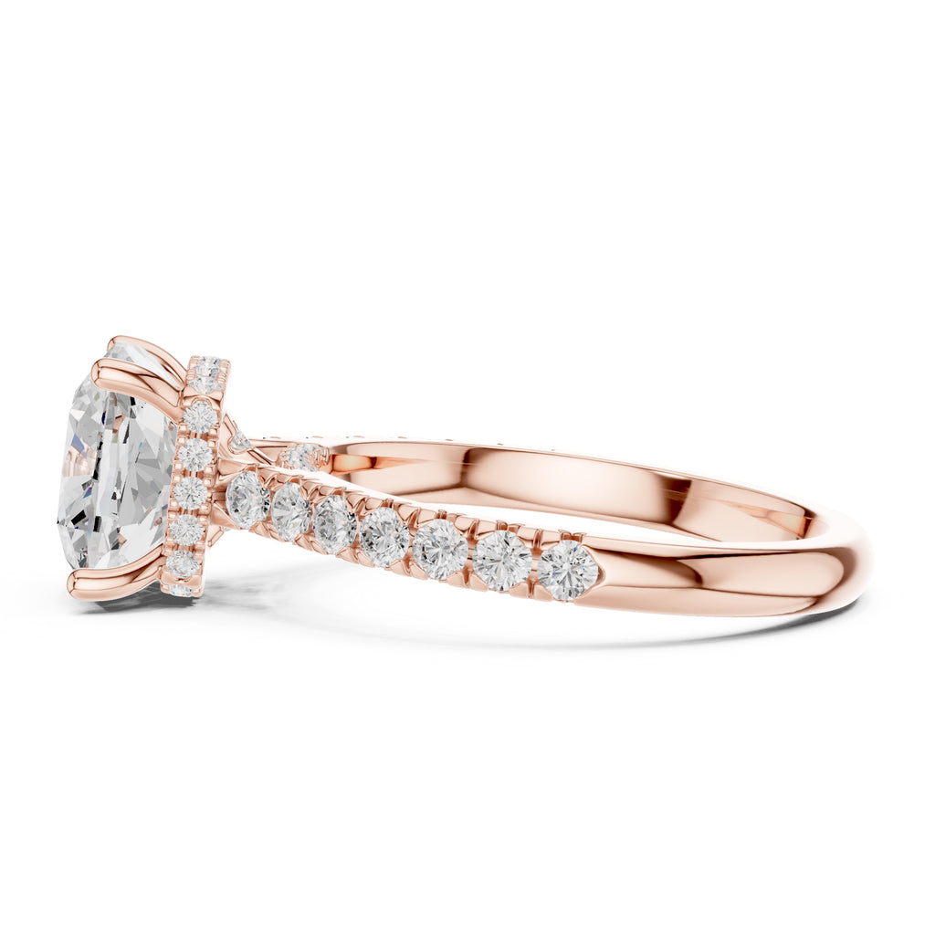 3.00 ct Solstice Pavé Engagement Ring 3ct Rose Gold Cushion