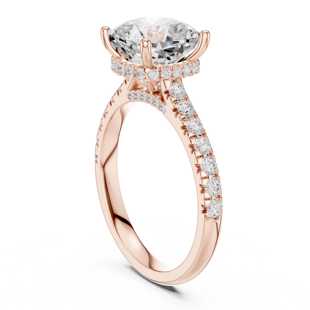3.00 ct Solstice Pavé Engagement Ring 3ct Rose Gold Cushion