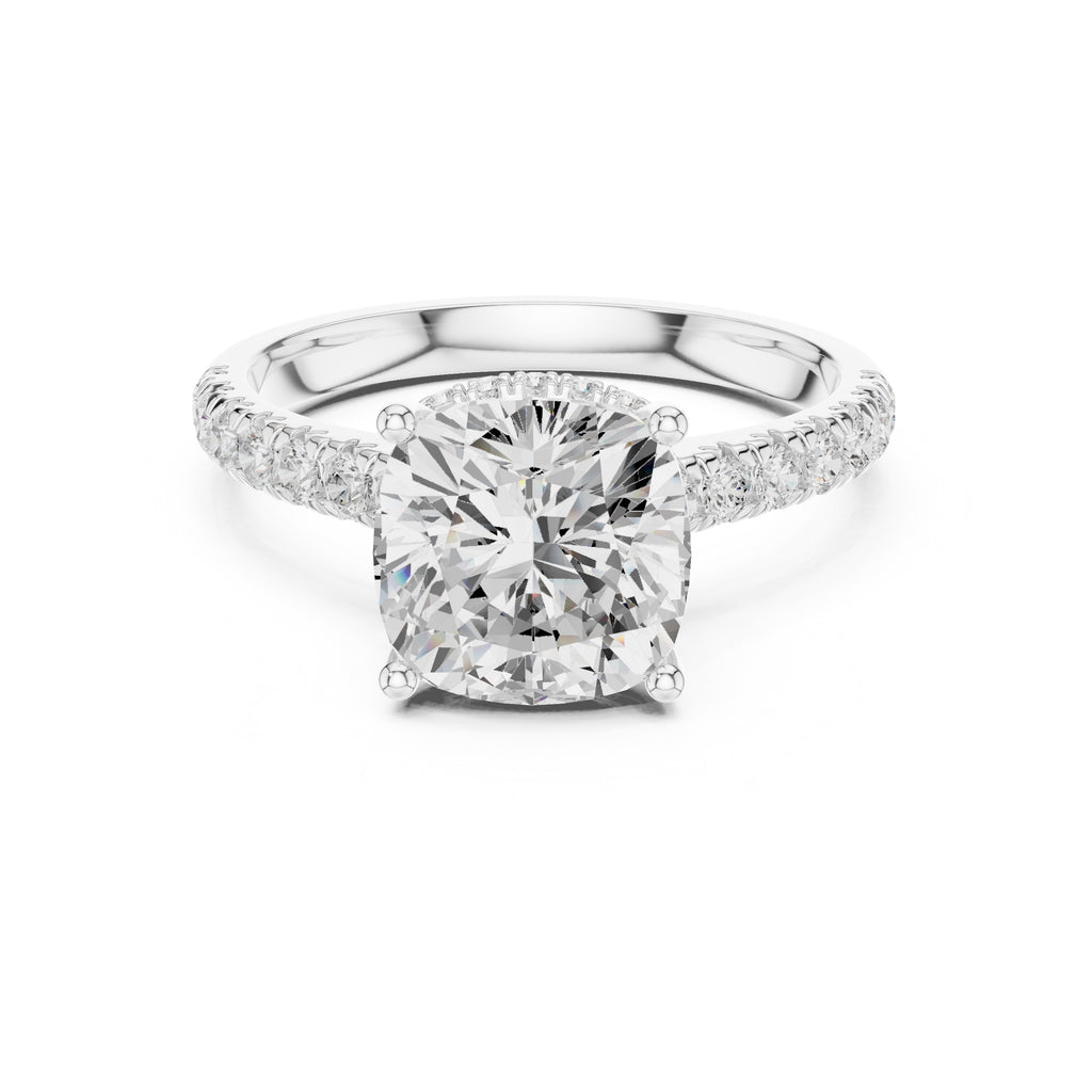 3.00 ct Solstice Pavé Engagement Ring 3ct White Gold Cushion