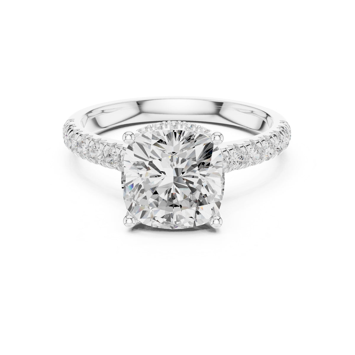 3.00 ct Solstice Pavé Engagement Ring 3ct White Gold Cushion
