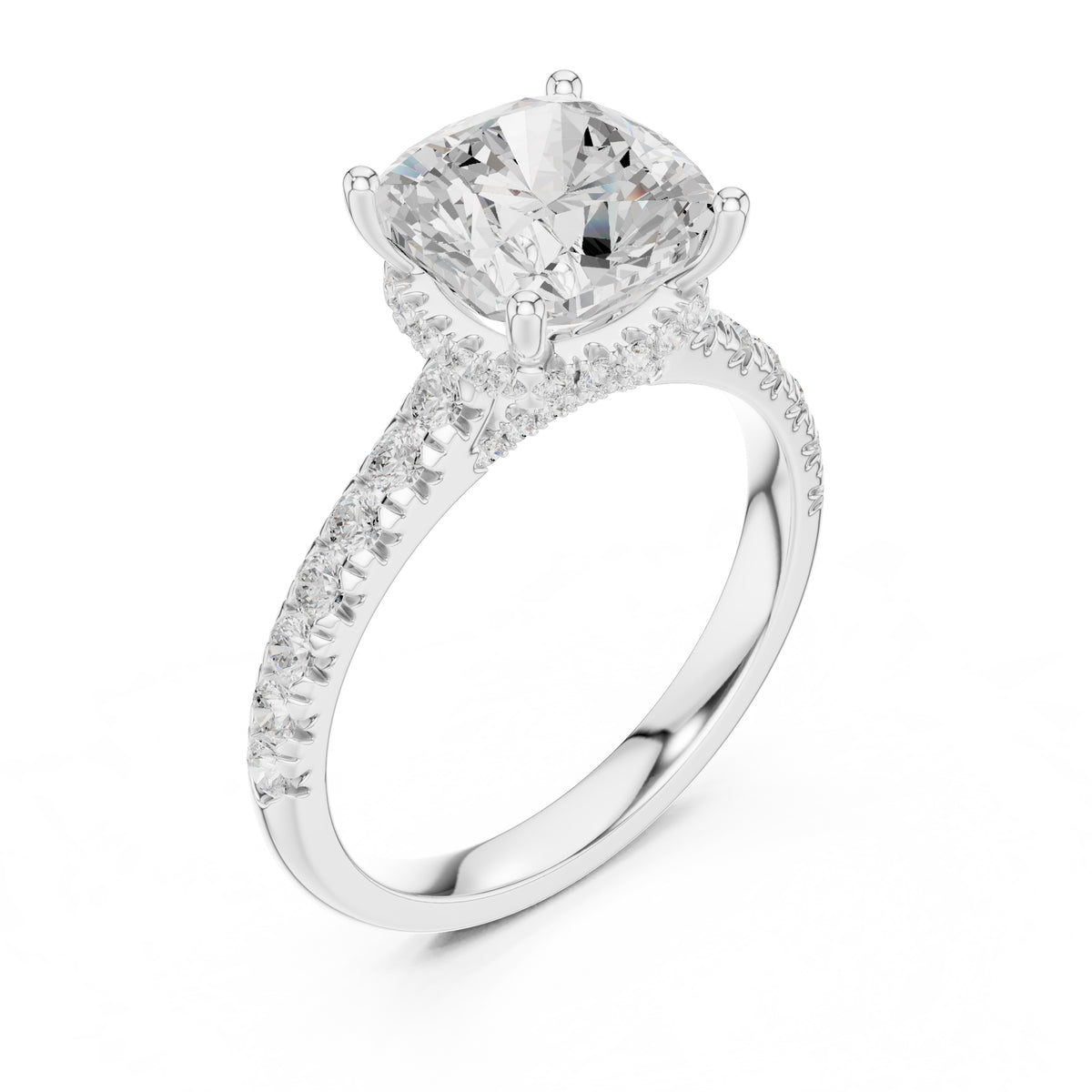 3.00 ct Solstice Pavé Engagement Ring 3ct White Gold Cushion