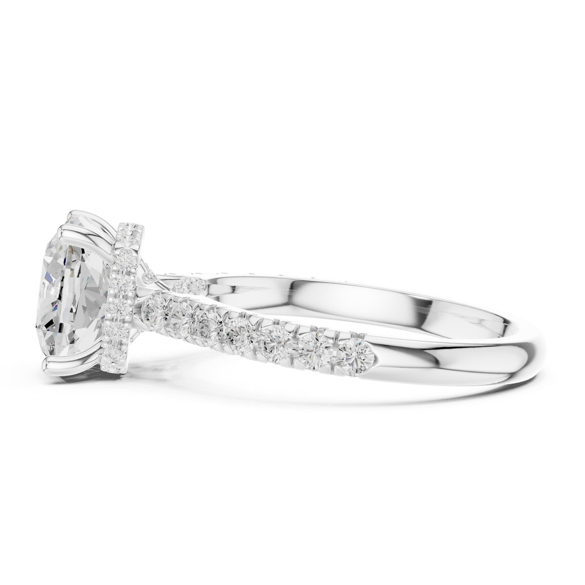 3.00 ct Solstice Pavé Engagement Ring 3ct White Gold Cushion